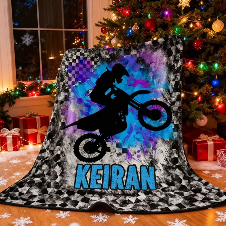 Personalized DirtBike Blankets for Boys Dirtbike Blanket Motocross Gifts for Children 