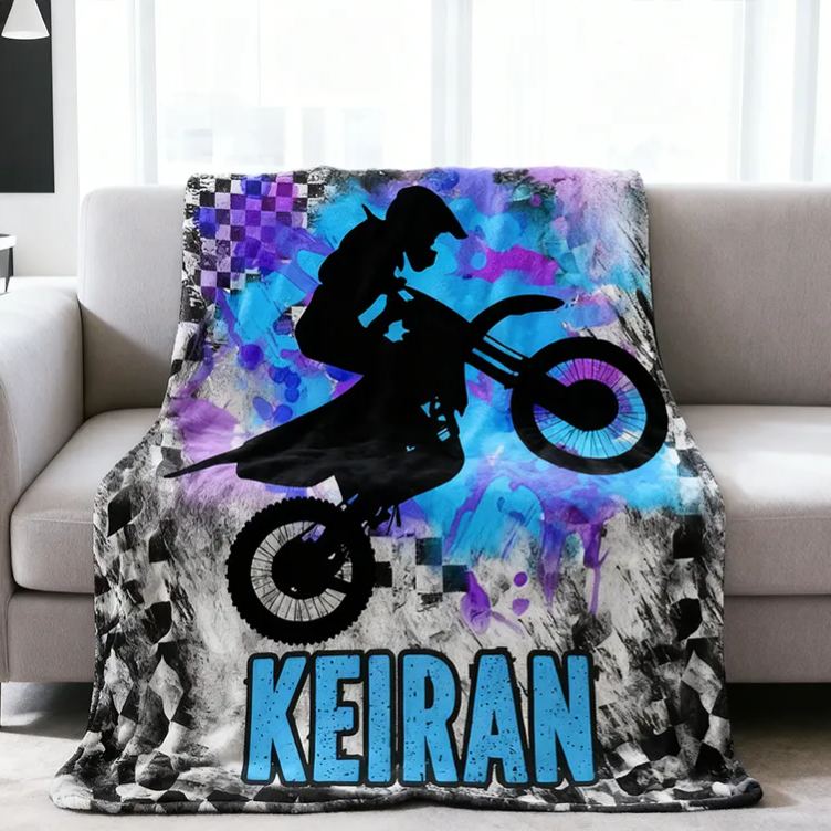 Personalized DirtBike Blankets for Boys Dirtbike Blanket Motocross Gifts for Children 