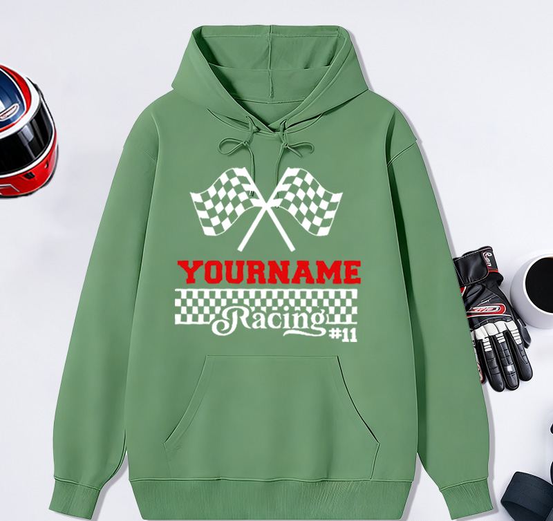 Personalized Hoodies with Racing Car Design Custom Name and Number Hoodies Perfect Gift for Racer and Racing Lovers