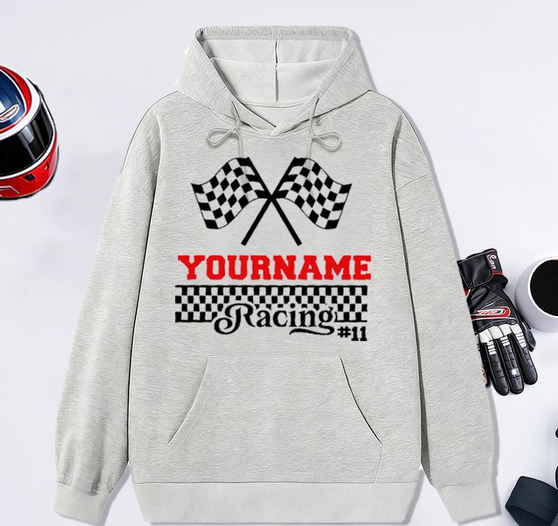 Personalized Hoodies with Racing Car Design Custom Name and Number Hoodies Perfect Gift for Racer and Racing Lovers