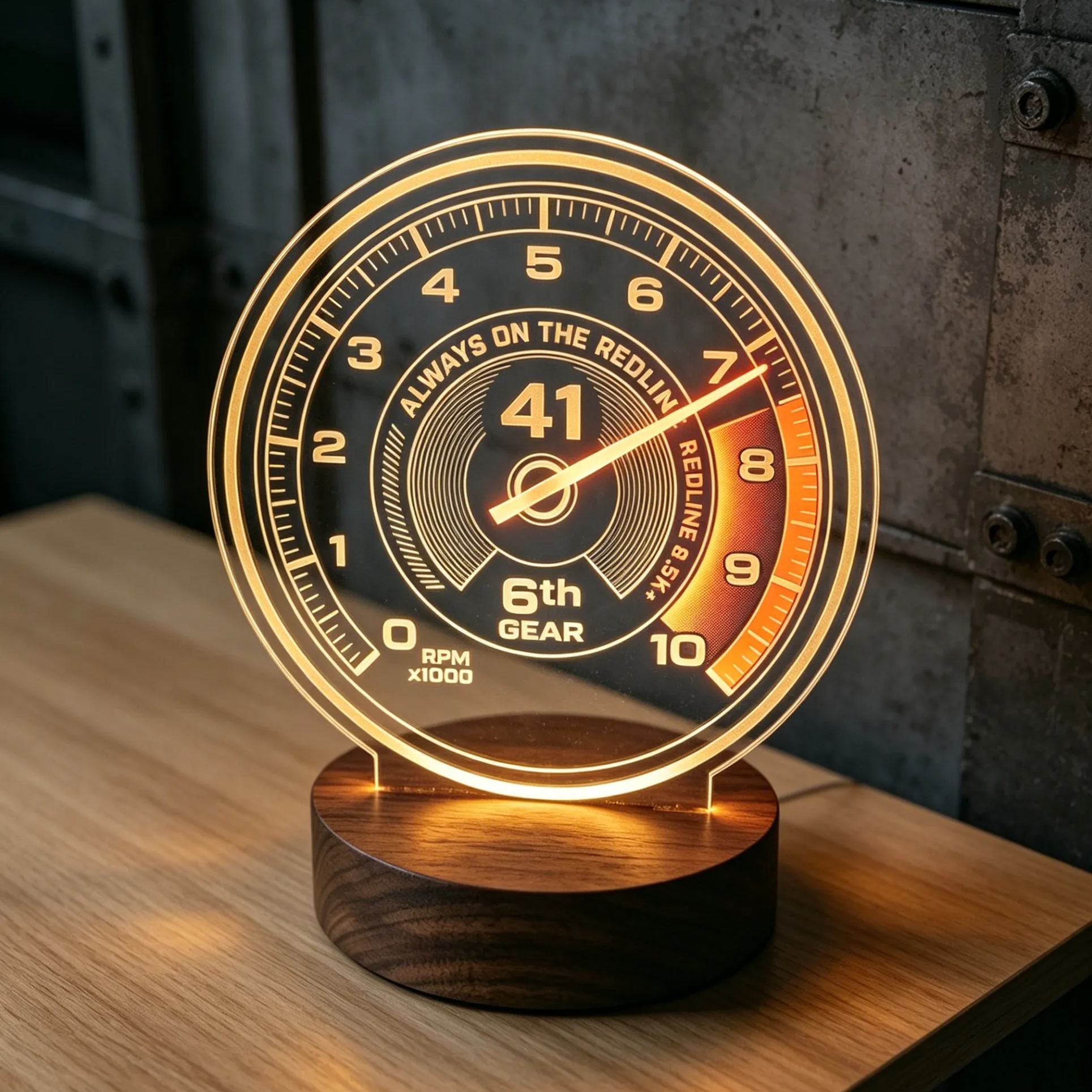Personalized Tachometer Racing Acrylic LED Night Light Gift For Car Motorsport Fans