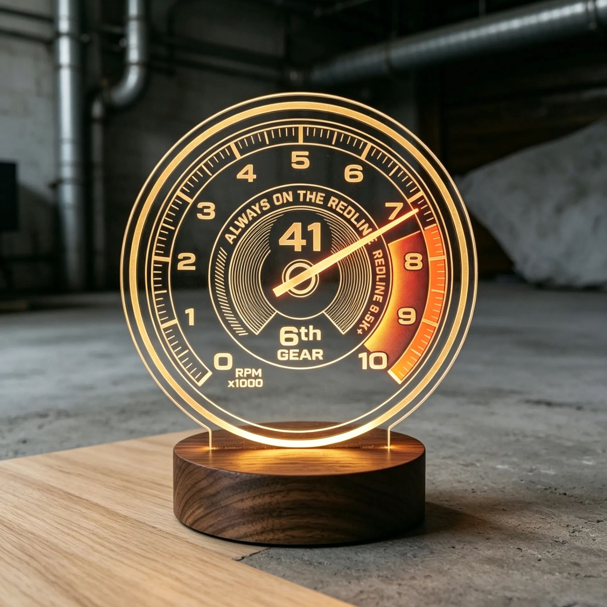 Personalized Tachometer Racing Acrylic LED Night Light Gift For Car Motorsport Fans