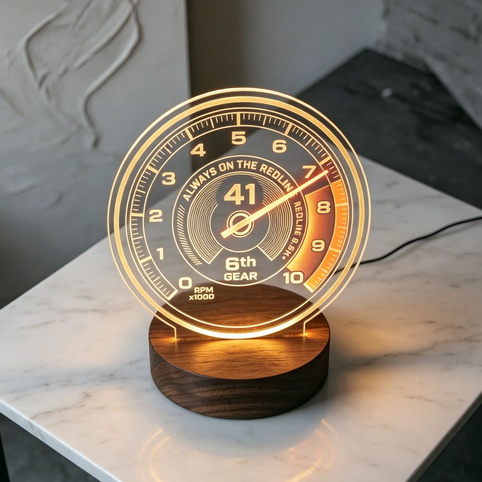 Personalized Tachometer Racing Acrylic LED Night Light Gift For Car Motorsport Fans