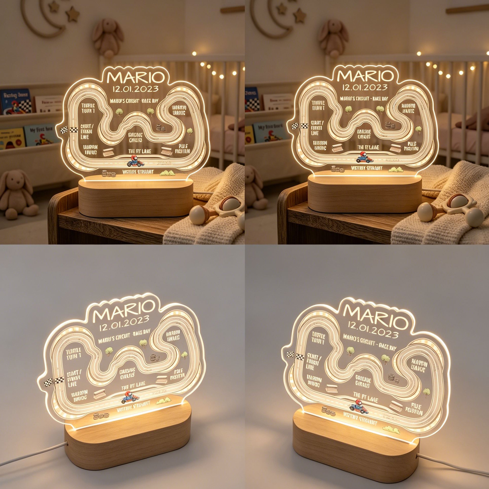 [Copy]Personalized Cartoon Race Car Champion Racer Acrylic LED Night Light Personalized Name Lamp For Kids Racing Fans