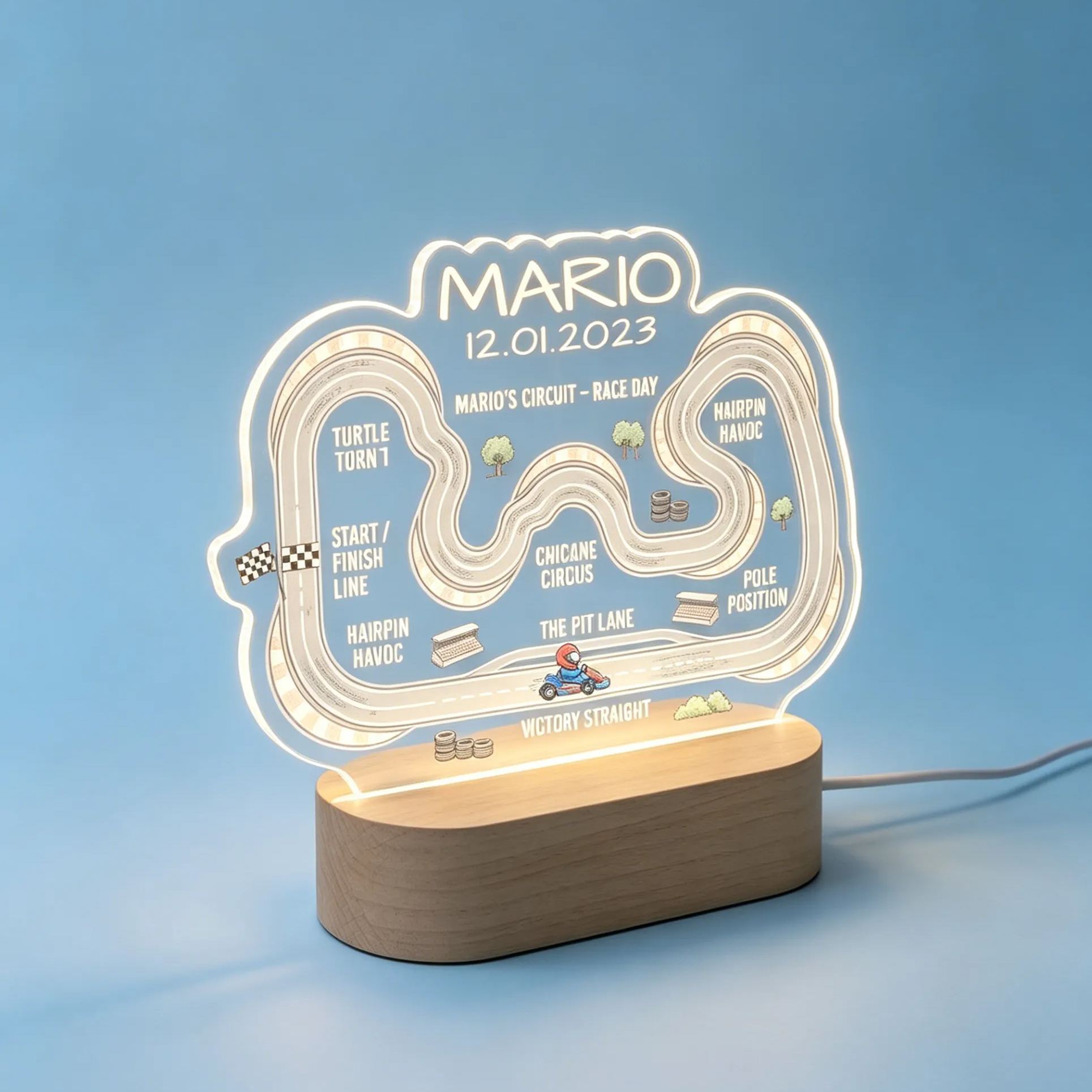 [Copy]Personalized Cartoon Race Car Champion Racer Acrylic LED Night Light Personalized Name Lamp For Kids Racing Fans