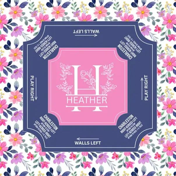 Personalized Monogram Mahjong Mat Custom Name Waterproof Non Slip Elegant Table Protector Gift Mahjong Mat