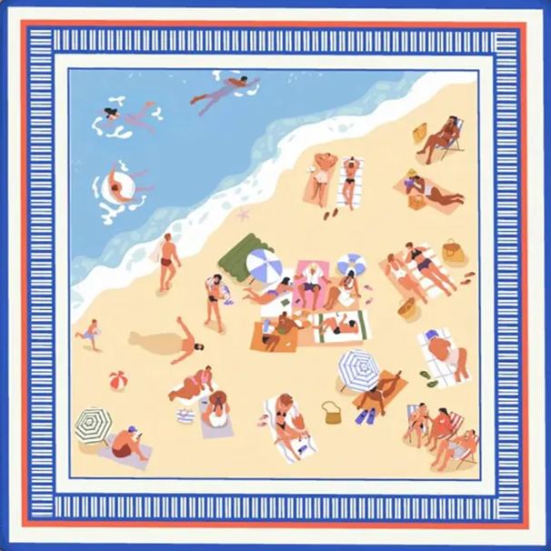 Personalized Bright Colorful Beach Mahjong Mat, Blue Maximalist Mah Jongg Game Mat, Table Cover Gift for Mahjong Players