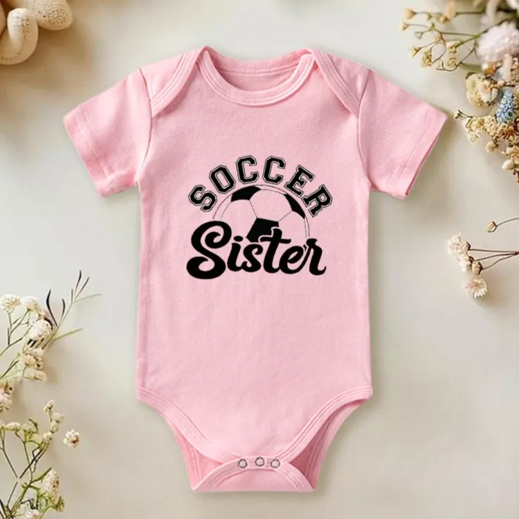 Personalized Double Sided Soccer Baby Onesie with Editable Front Title and Custom Name And Number on Back  Soft Cotton Fabric