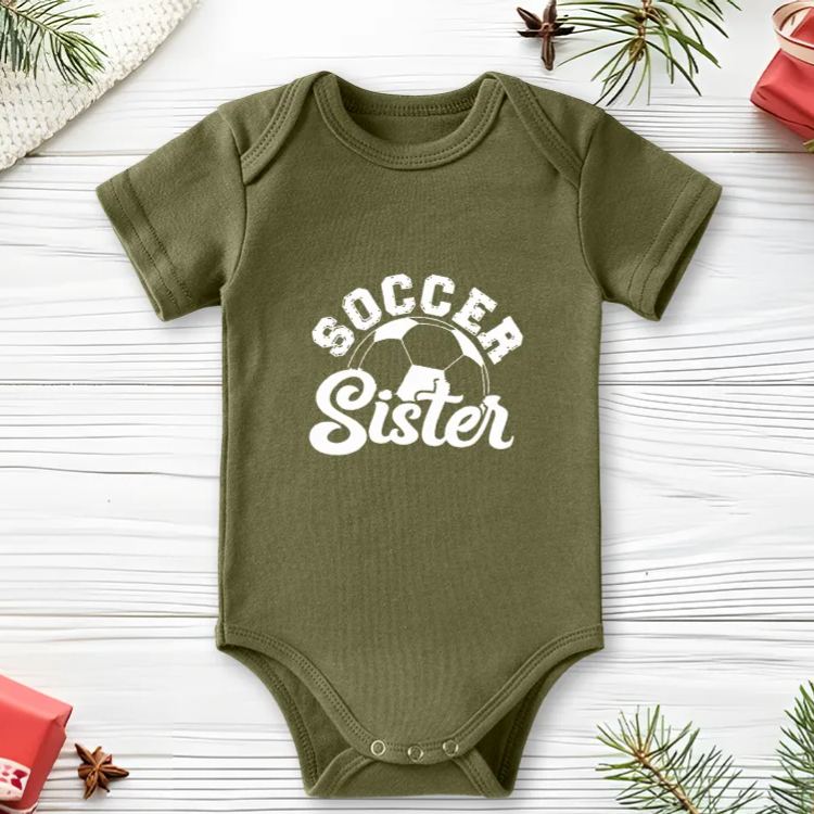 Personalized Double Sided Soccer Baby Onesie with Editable Front Title and Custom Name And Number on Back  Soft Cotton Fabric