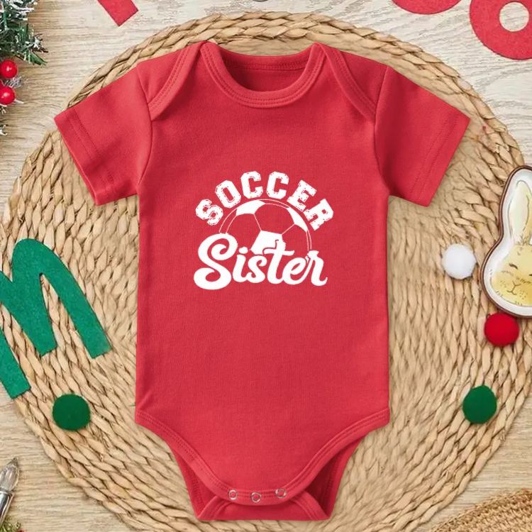 Personalized Double Sided Soccer Baby Onesie with Editable Front Title and Custom Name And Number on Back  Soft Cotton Fabric