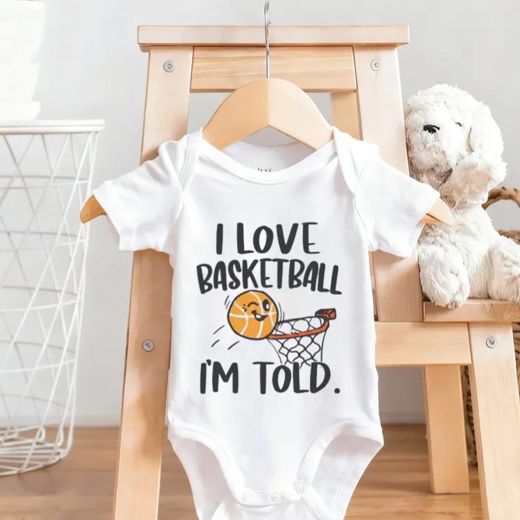 Personalized I Love Basketball I'm Told Baby Bodysuit Baby Romper Sports Baby Gift