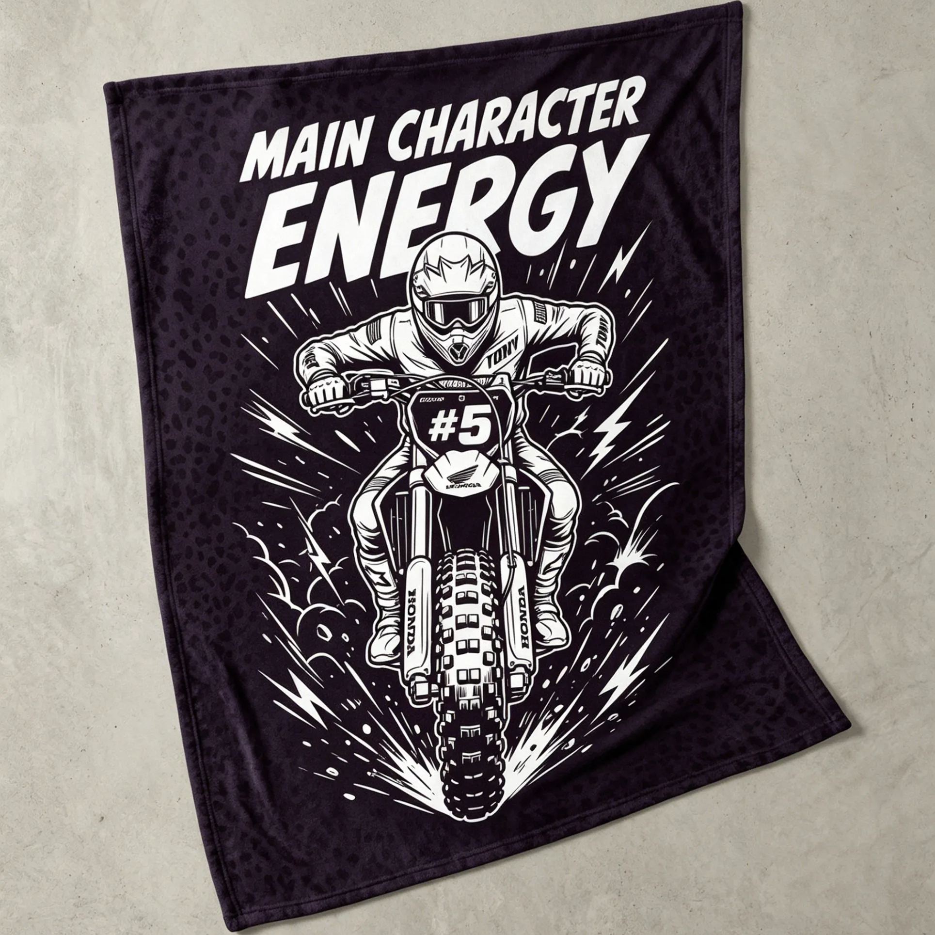 [Copy]Personalized Motocross Dirt Bike Rider Personalized Name Number Fleece Blanket For MX Fans