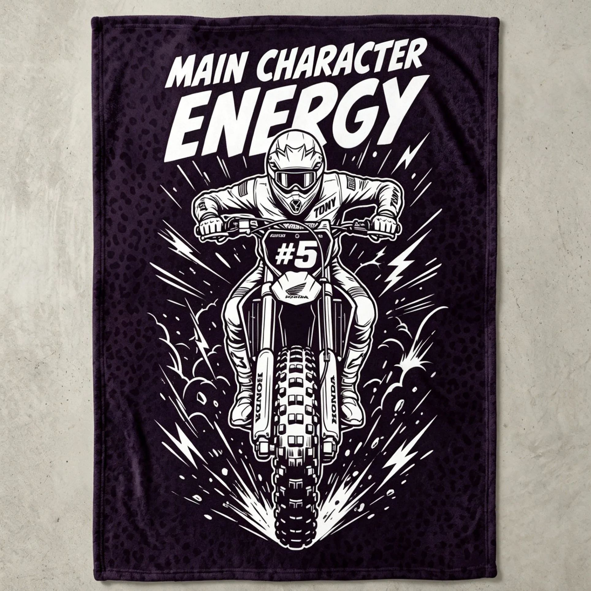 [Copy]Personalized Motocross Dirt Bike Rider Personalized Name Number Fleece Blanket For MX Fans