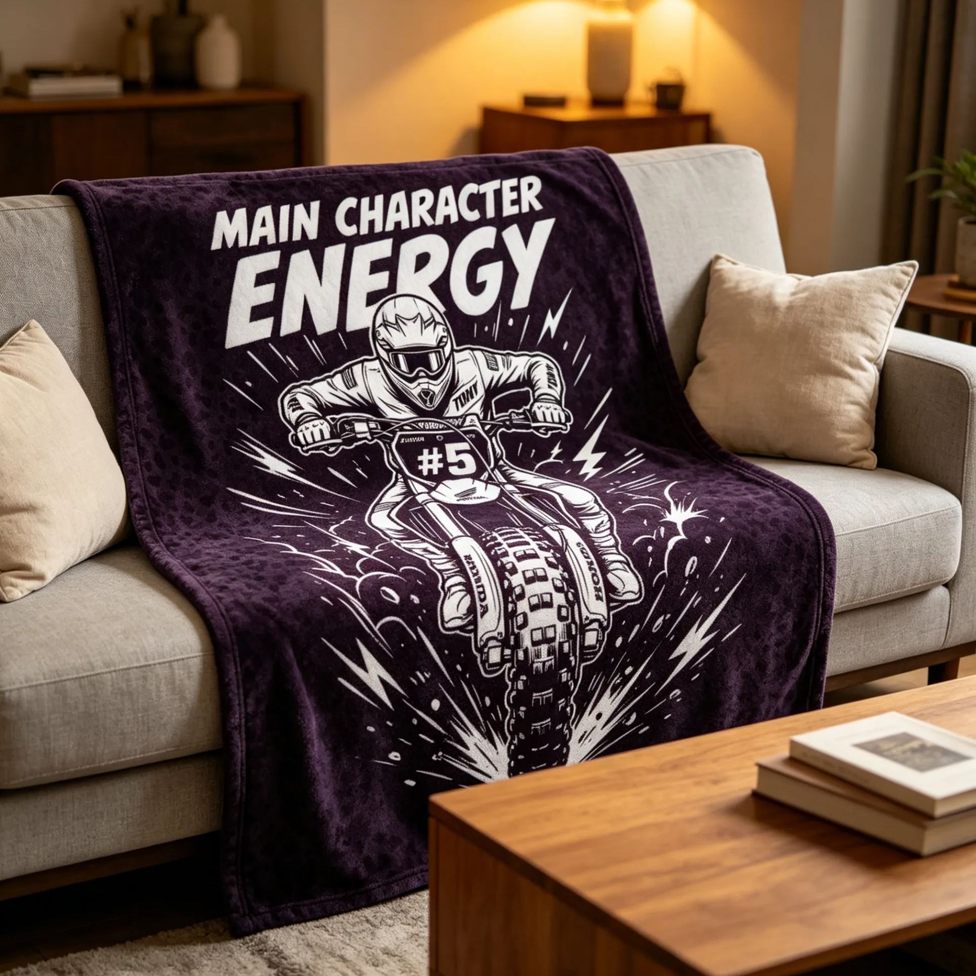[Copy]Personalized Motocross Dirt Bike Rider Personalized Name Number Fleece Blanket For MX Fans