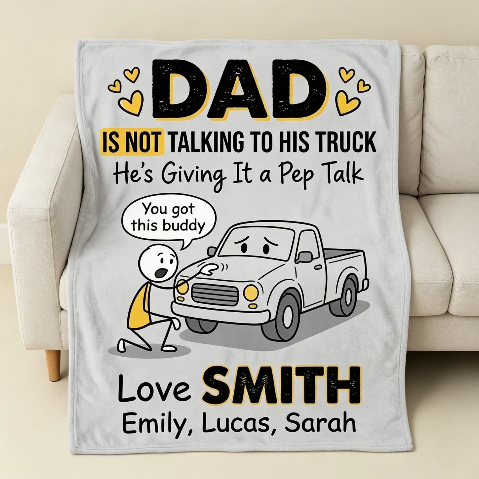 [Copy]Personalized Funny Car Collector Dad Personalized Family Names Fleece Blanket For Auto Lover Fathers