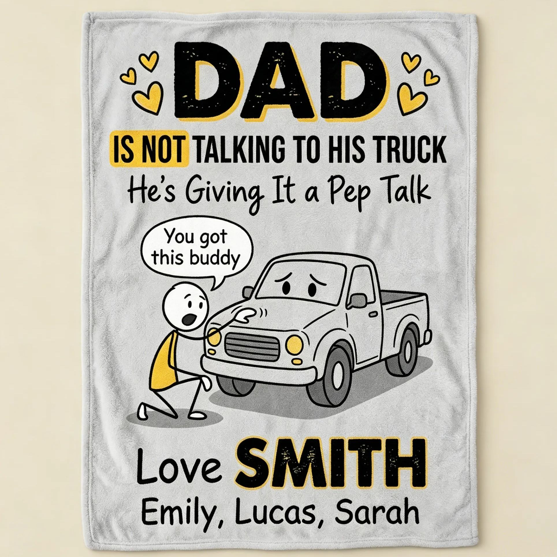 [Copy]Personalized Funny Car Collector Dad Personalized Family Names Fleece Blanket For Auto Lover Fathers