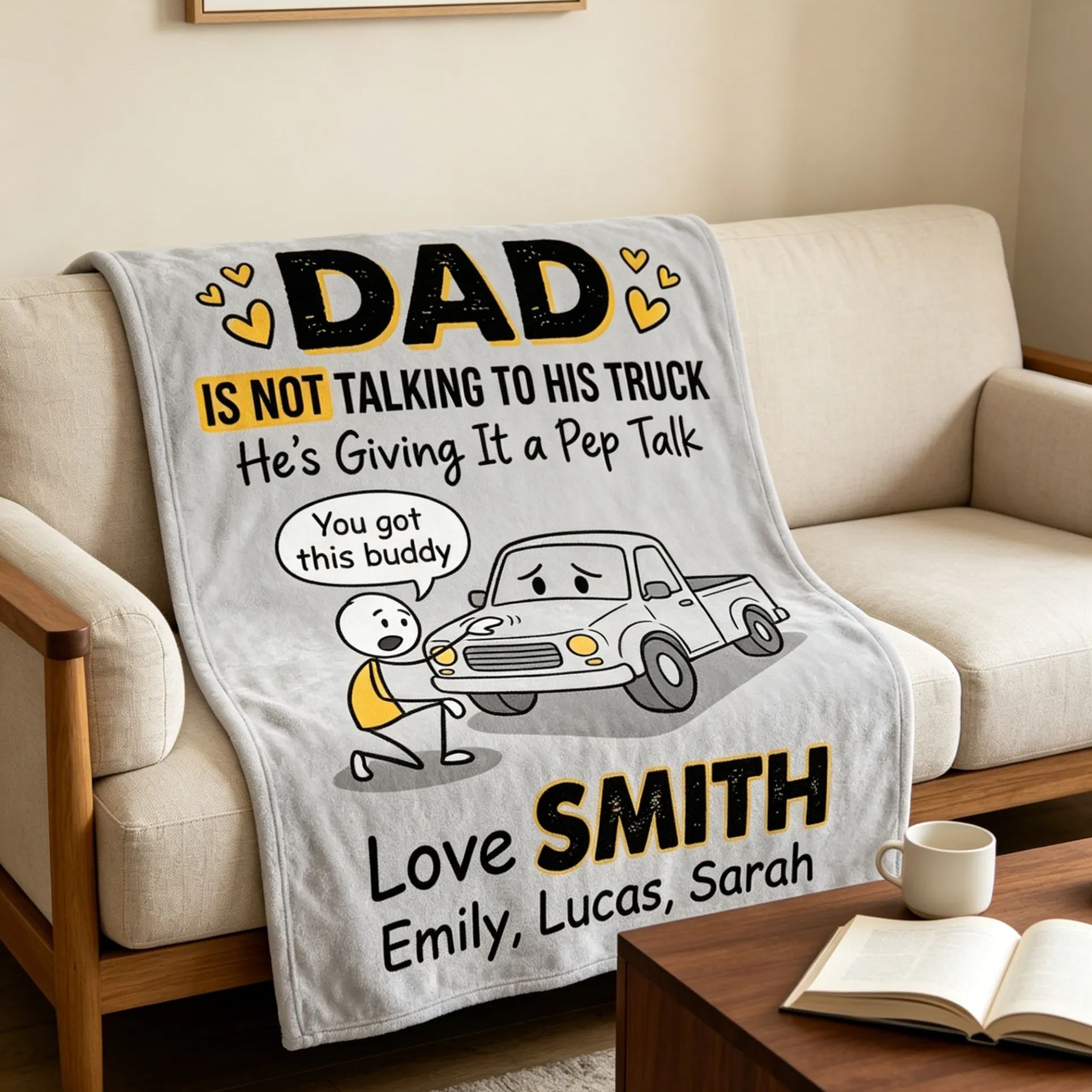 [Copy]Personalized Funny Car Collector Dad Personalized Family Names Fleece Blanket For Auto Lover Fathers