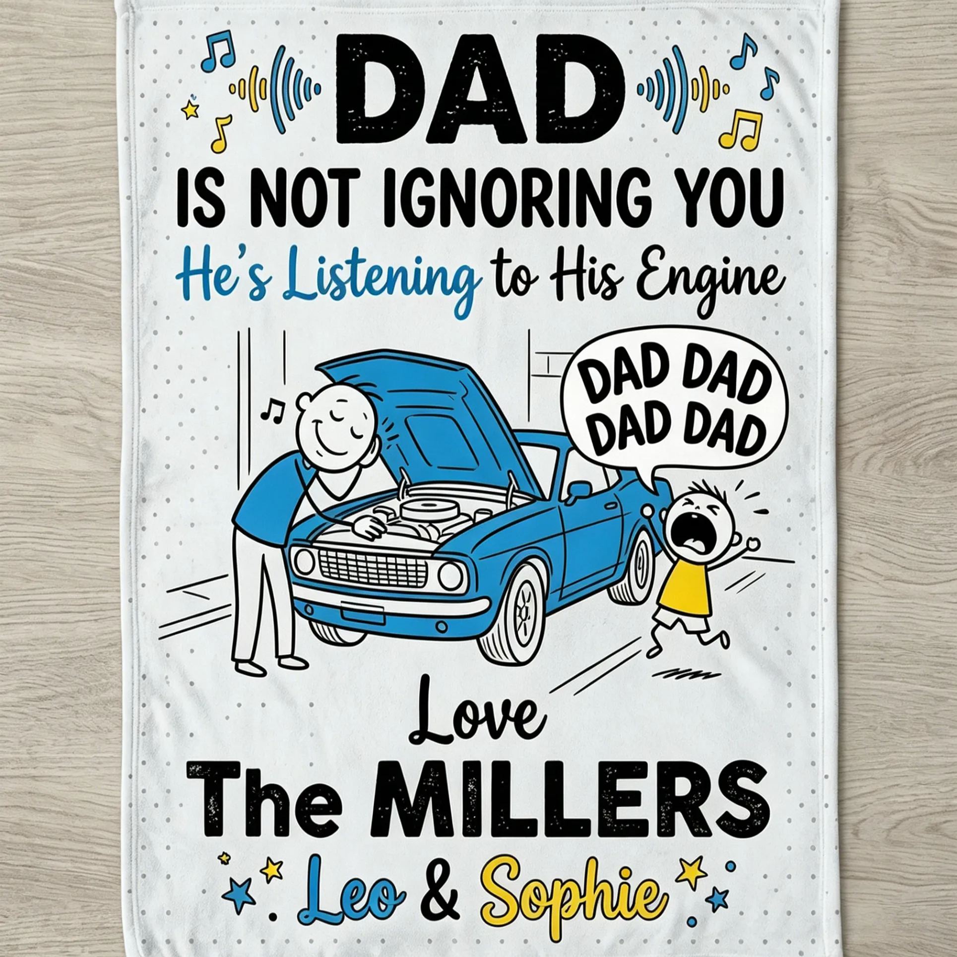 [Copy]Personalized Funny Truck Lover Dad Personalized Family Name Fleece Blanket