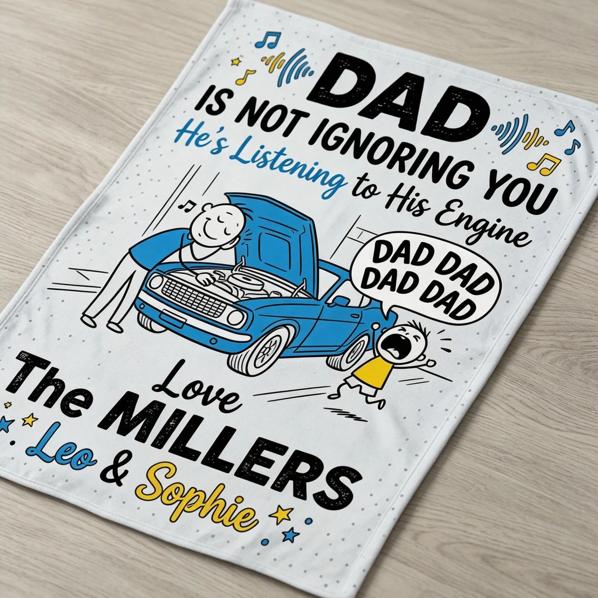 [Copy]Personalized Funny Truck Lover Dad Personalized Family Name Fleece Blanket