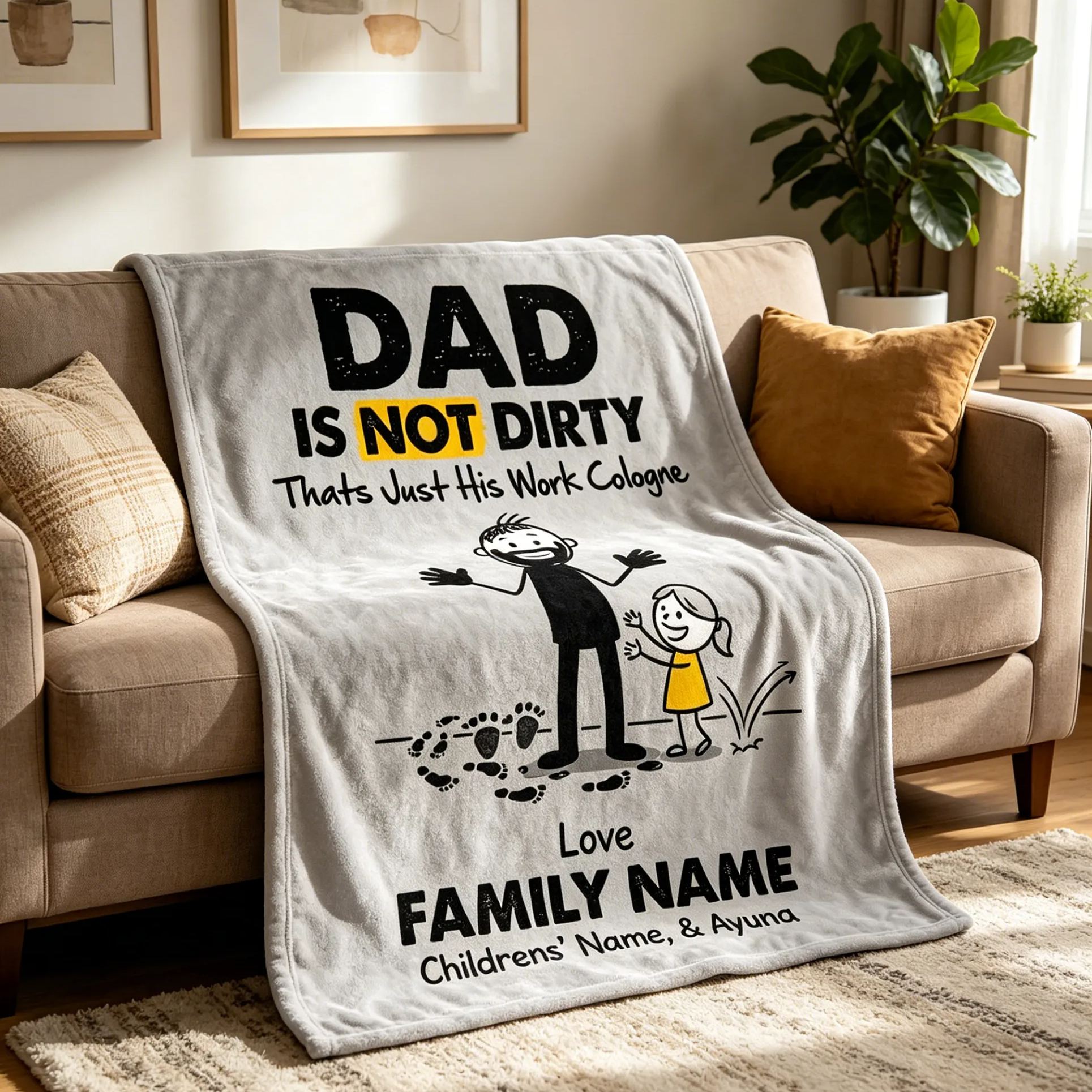 [Copy]Personalized Funny Motorcycle Dad Testing Gravity Personalized Family Name Fleece Blanket