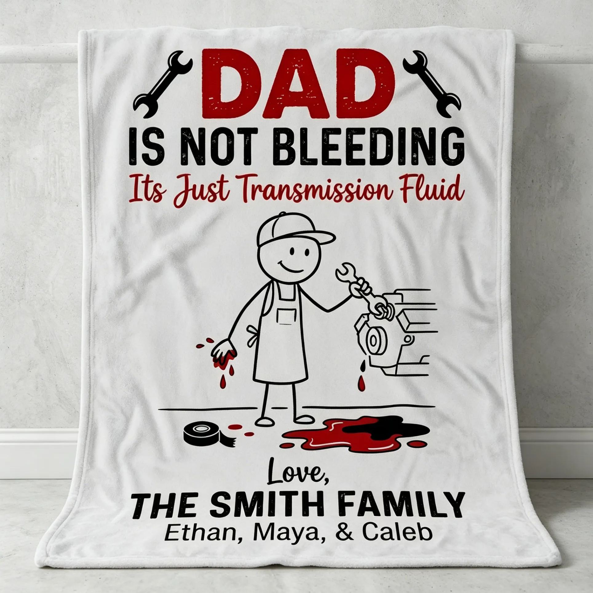 [Copy]Personalized Funny Mechanic Dad Work Cologne Personalized Family Name Fleece Blanket