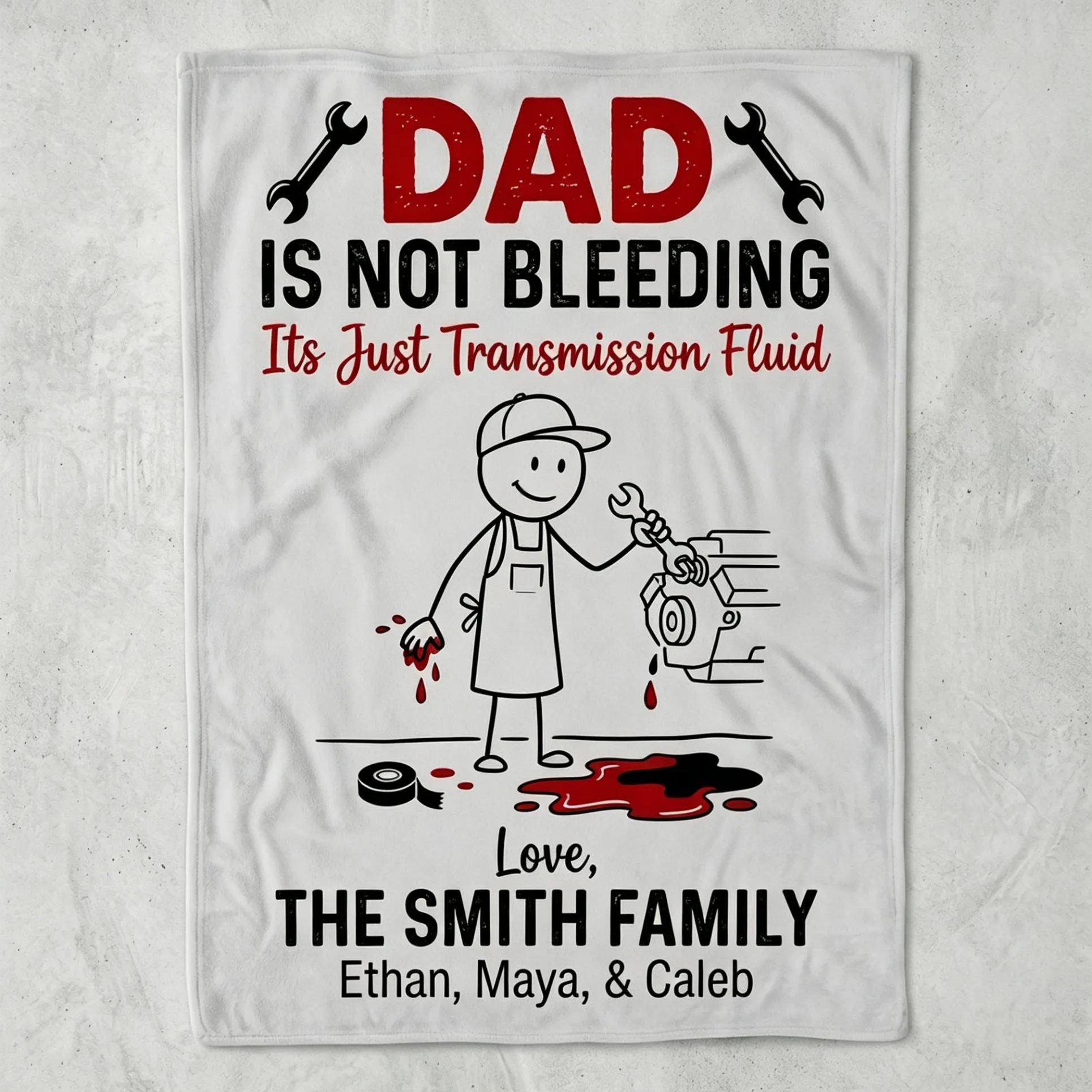 [Copy]Personalized Funny Mechanic Dad Work Cologne Personalized Family Name Fleece Blanket