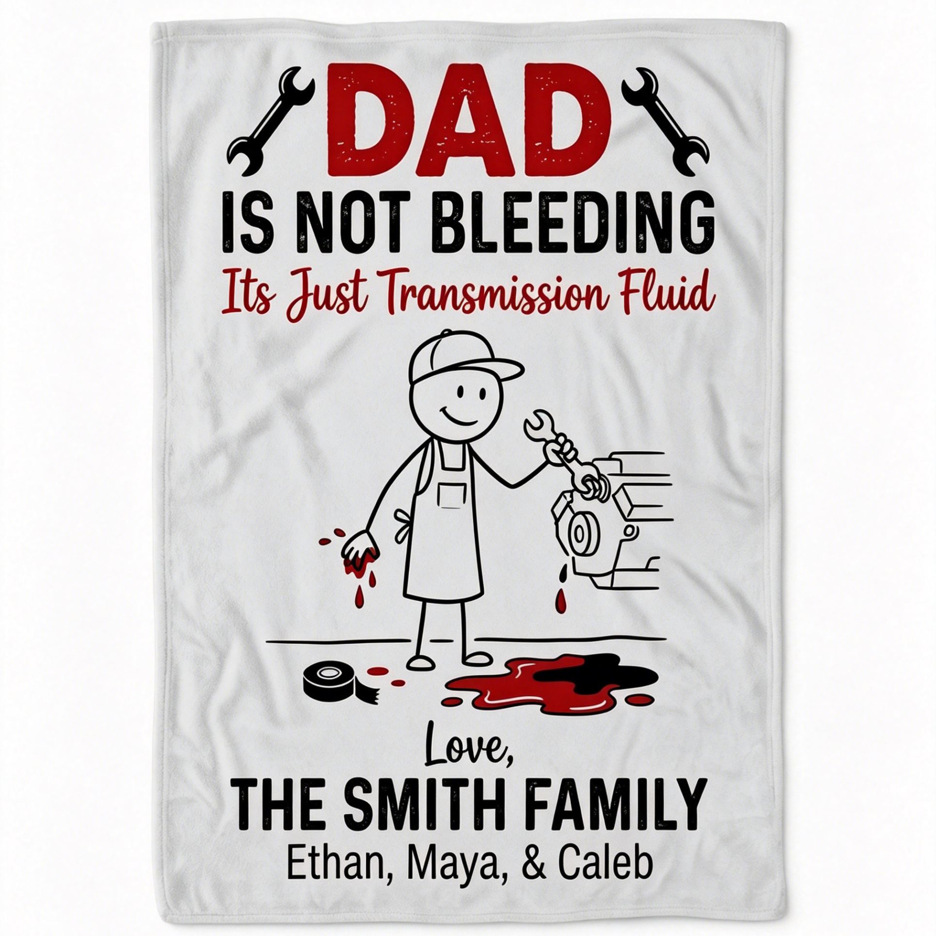 [Copy]Personalized Funny Mechanic Dad Work Cologne Personalized Family Name Fleece Blanket