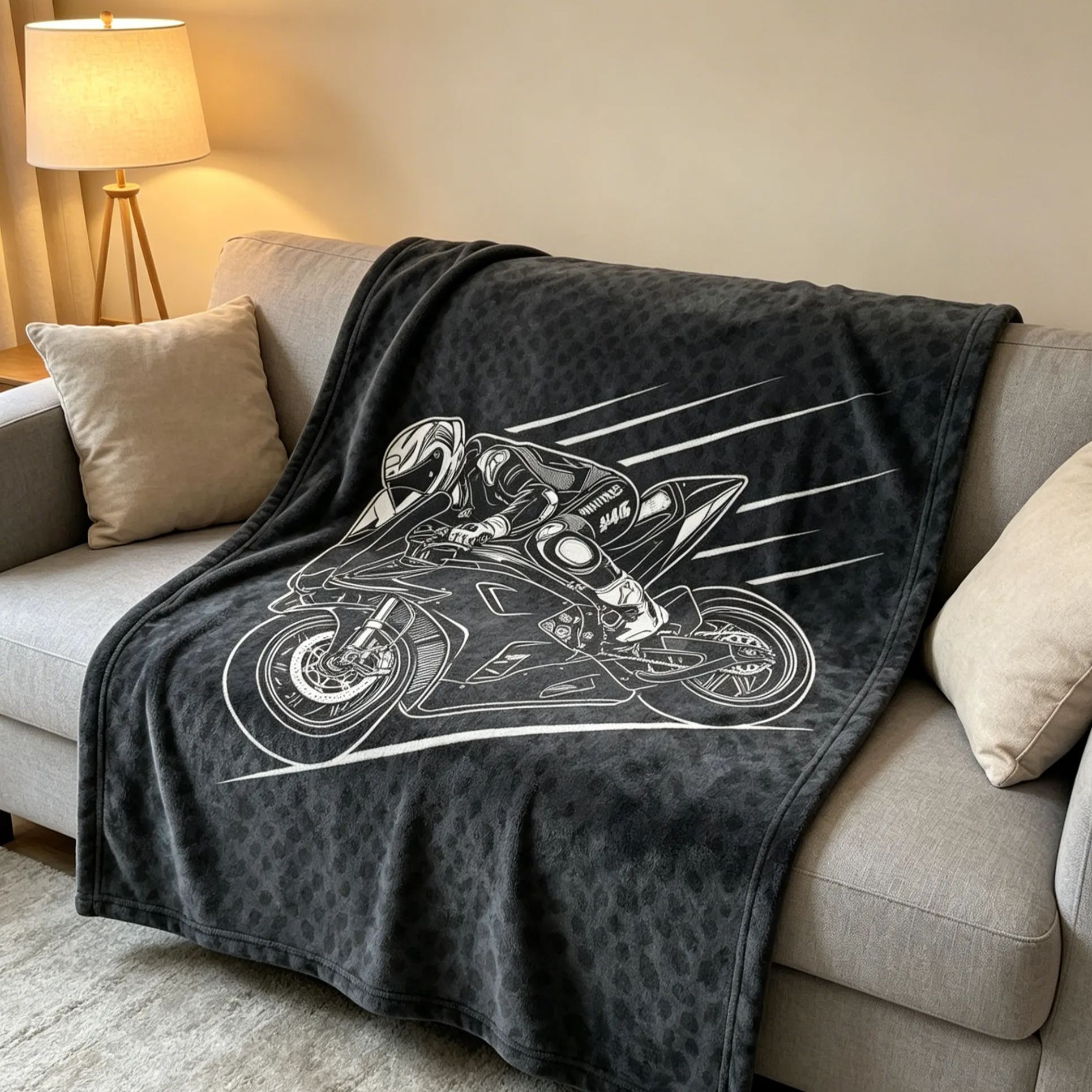 [Copy]Personalized Vintage Couple Motorcycle Helmets Personalized Name Date Fleece Blanket