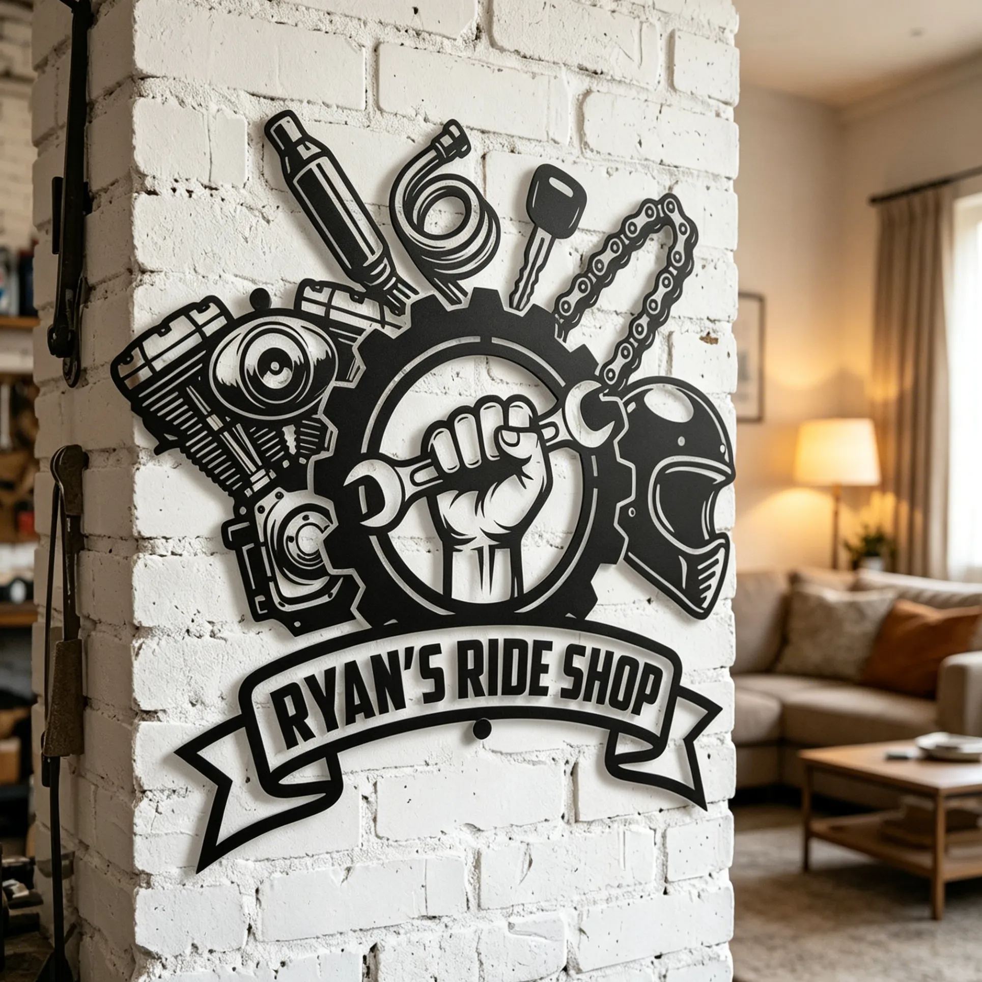 [Copy]Personalized Classic Car Garage Name Round Metal Wall Sign