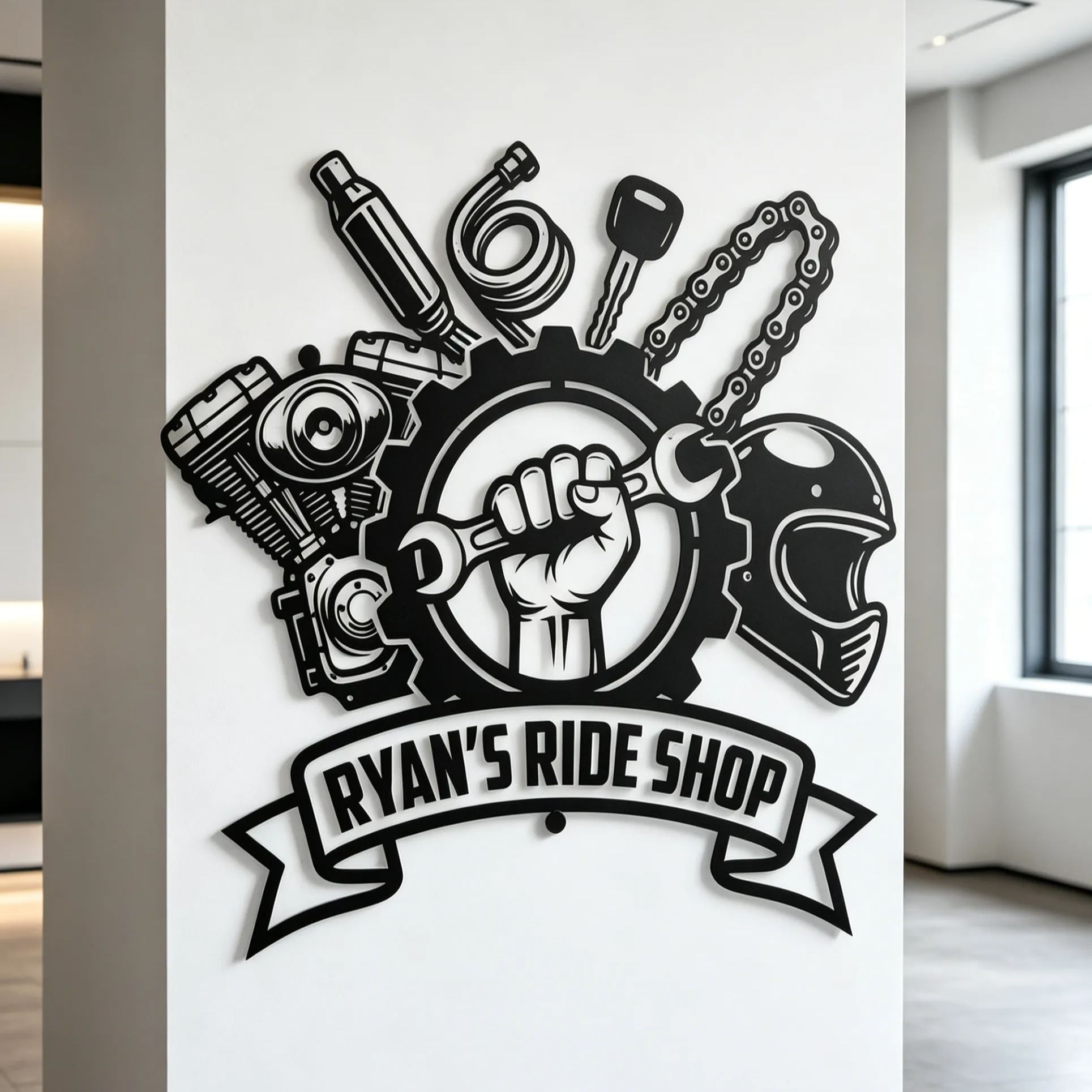 [Copy]Personalized Classic Car Garage Name Round Metal Wall Sign