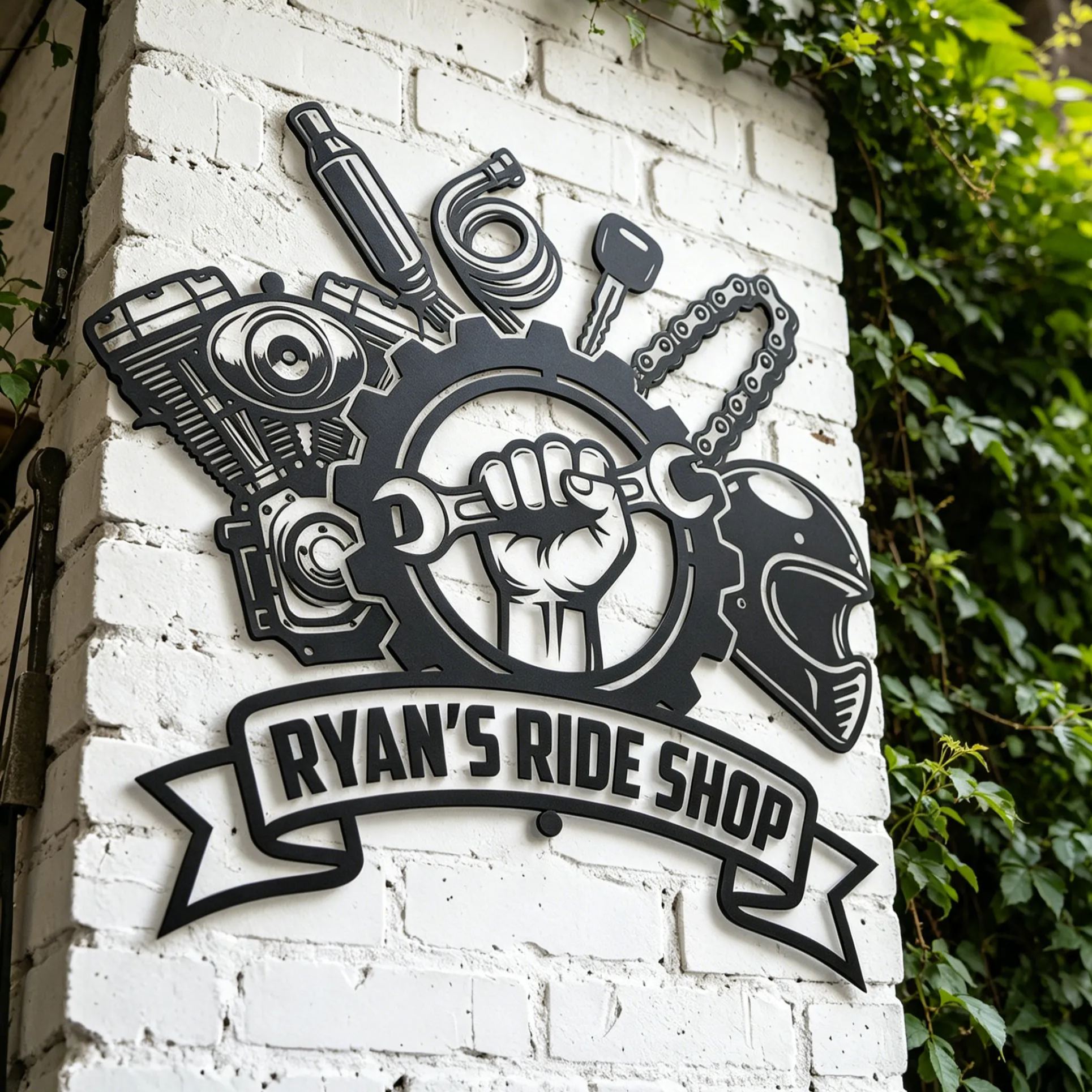 [Copy]Personalized Classic Car Garage Name Round Metal Wall Sign