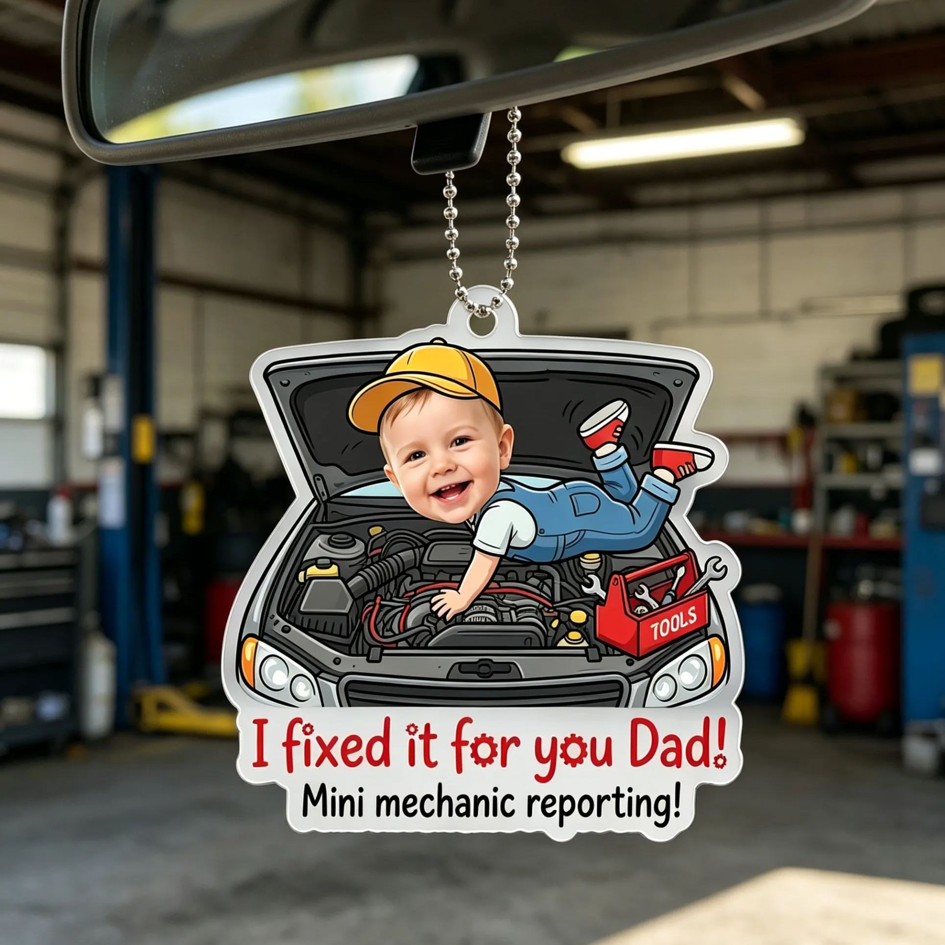 [Copy]Personalized Photo Adventure Off-Road SUV Camping Baby Rearview Mirror Acrylic Car Ornament