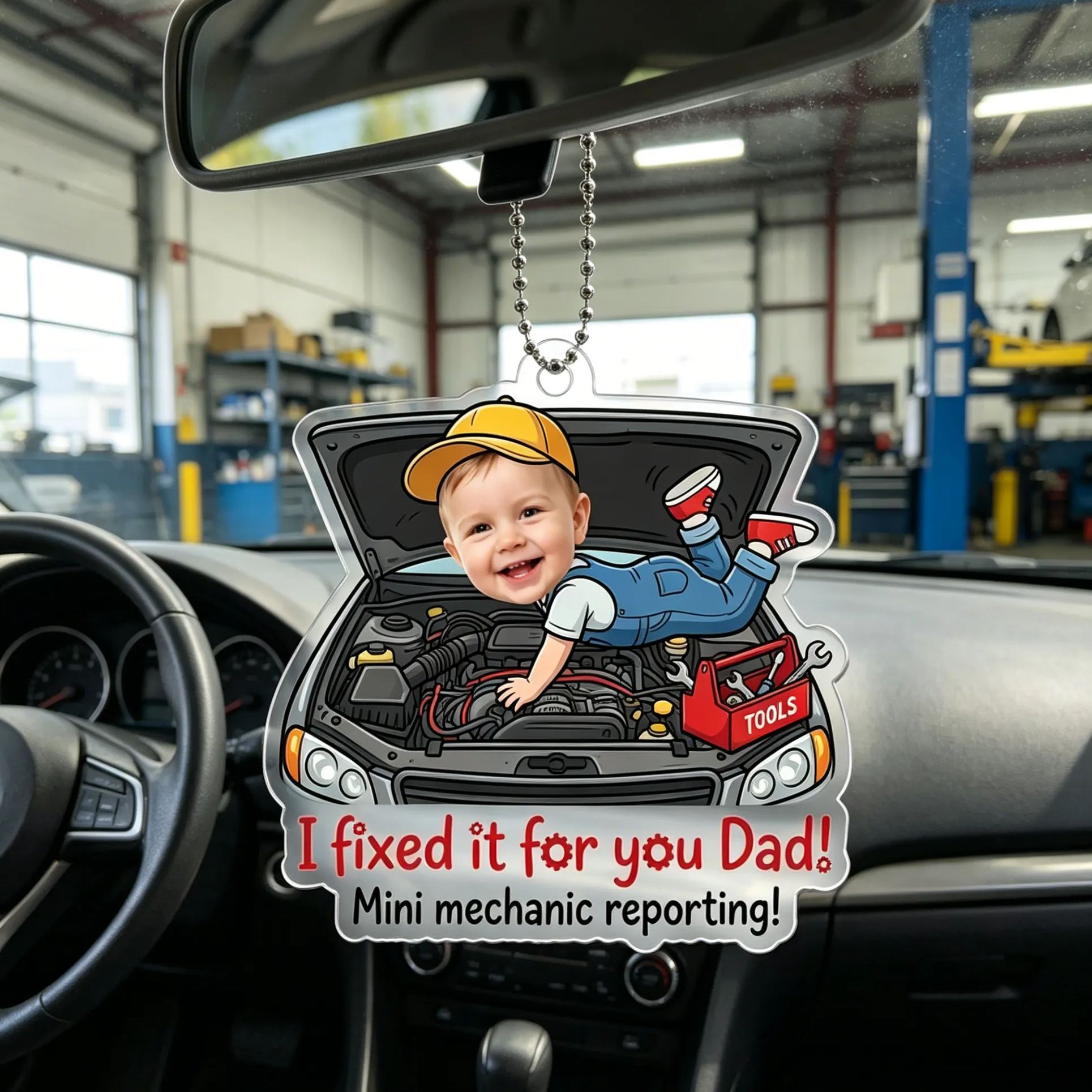 [Copy]Personalized Photo Adventure Off-Road SUV Camping Baby Rearview Mirror Acrylic Car Ornament