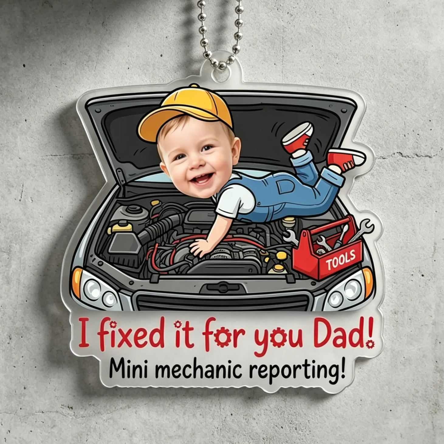 [Copy]Personalized Photo Adventure Off-Road SUV Camping Baby Rearview Mirror Acrylic Car Ornament