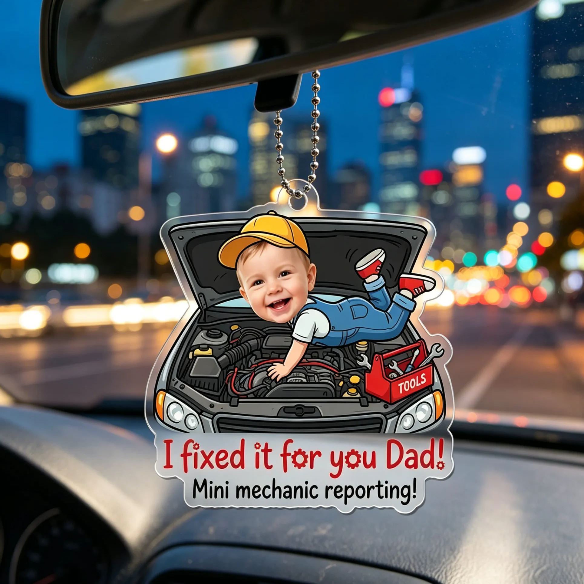 [Copy]Personalized Photo Adventure Off-Road SUV Camping Baby Rearview Mirror Acrylic Car Ornament