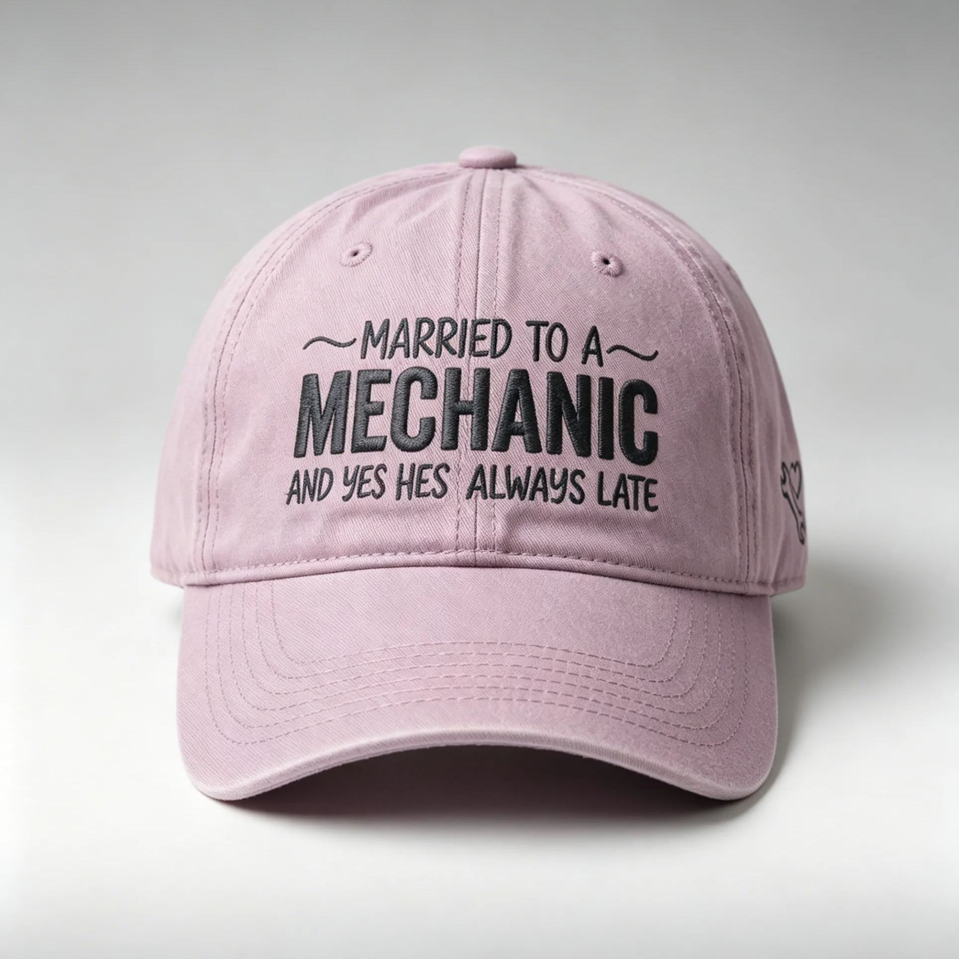 Personalized Married To A Mechanic Quote Embroidered Washed Baseball Cap