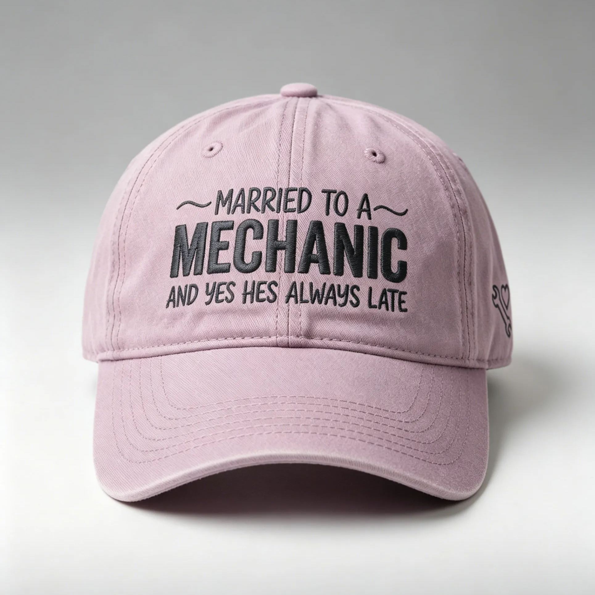 Personalized Married To A Mechanic Quote Embroidered Washed Baseball Cap