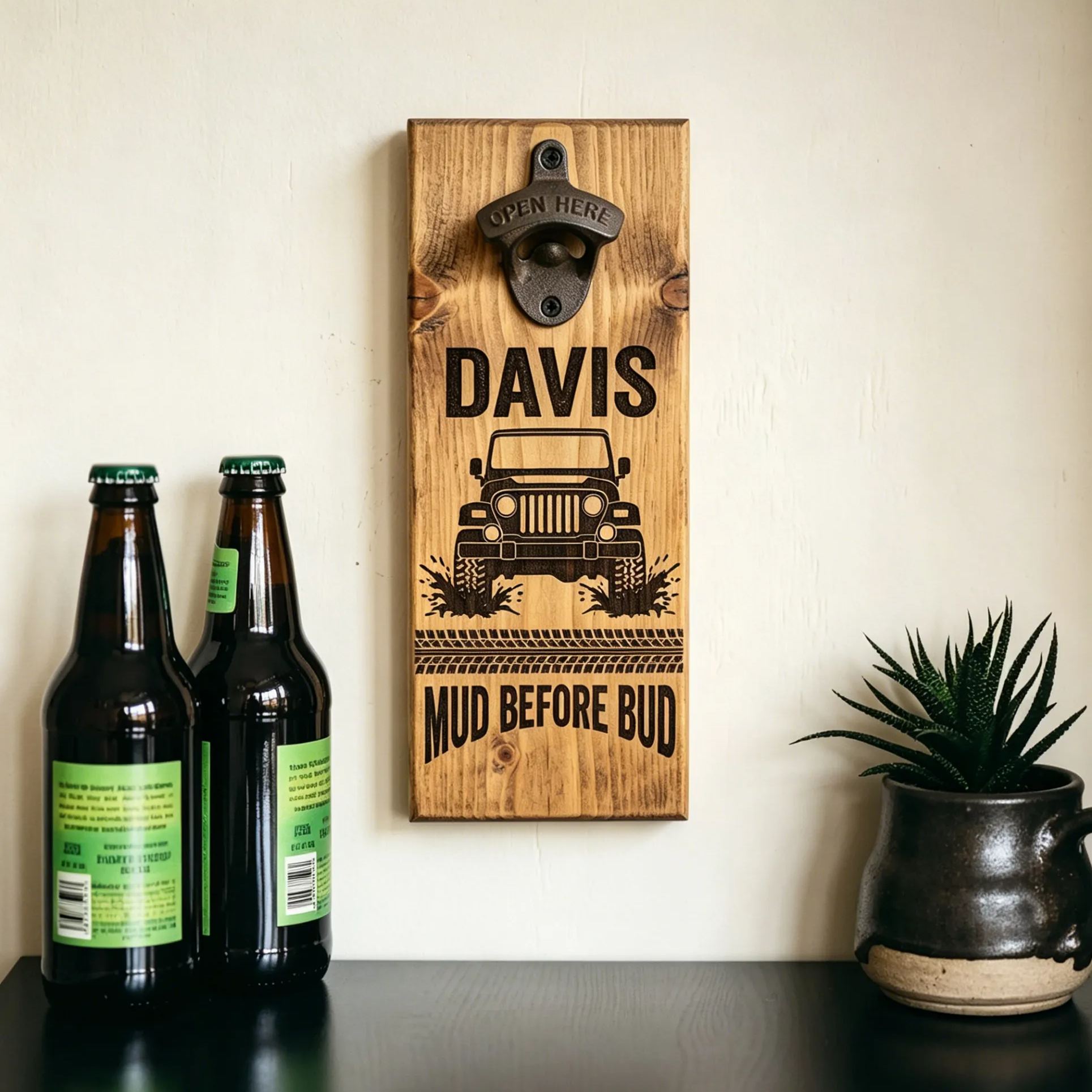 [Copy]Personalized Funny Car Restoration Quote Wooden Wall Mount Bottle Opener Sign