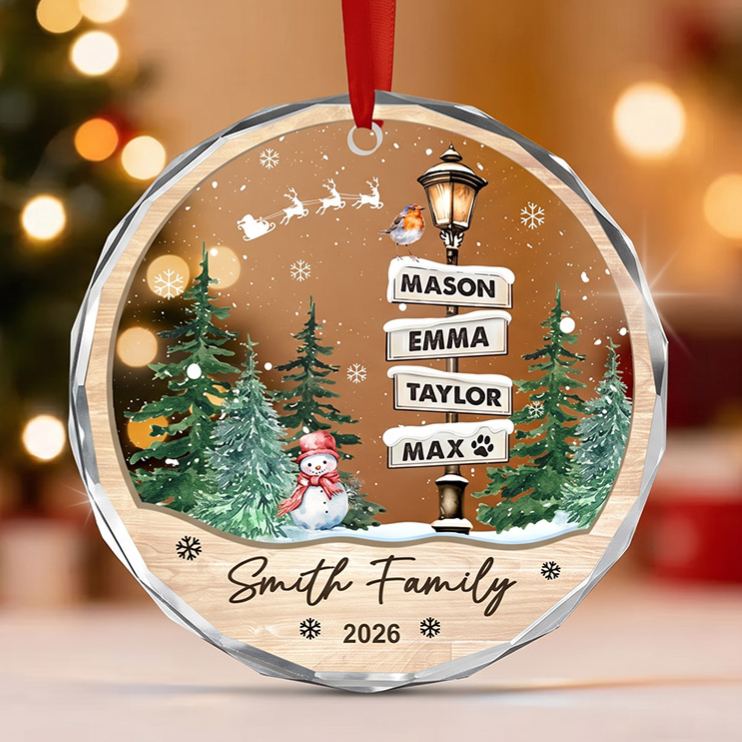 Personalized Family Names Christmas Ornament 2026 Custom Family with Pets Ornaments Family of 3 4 up to 15 Members Christmas Gift for Family