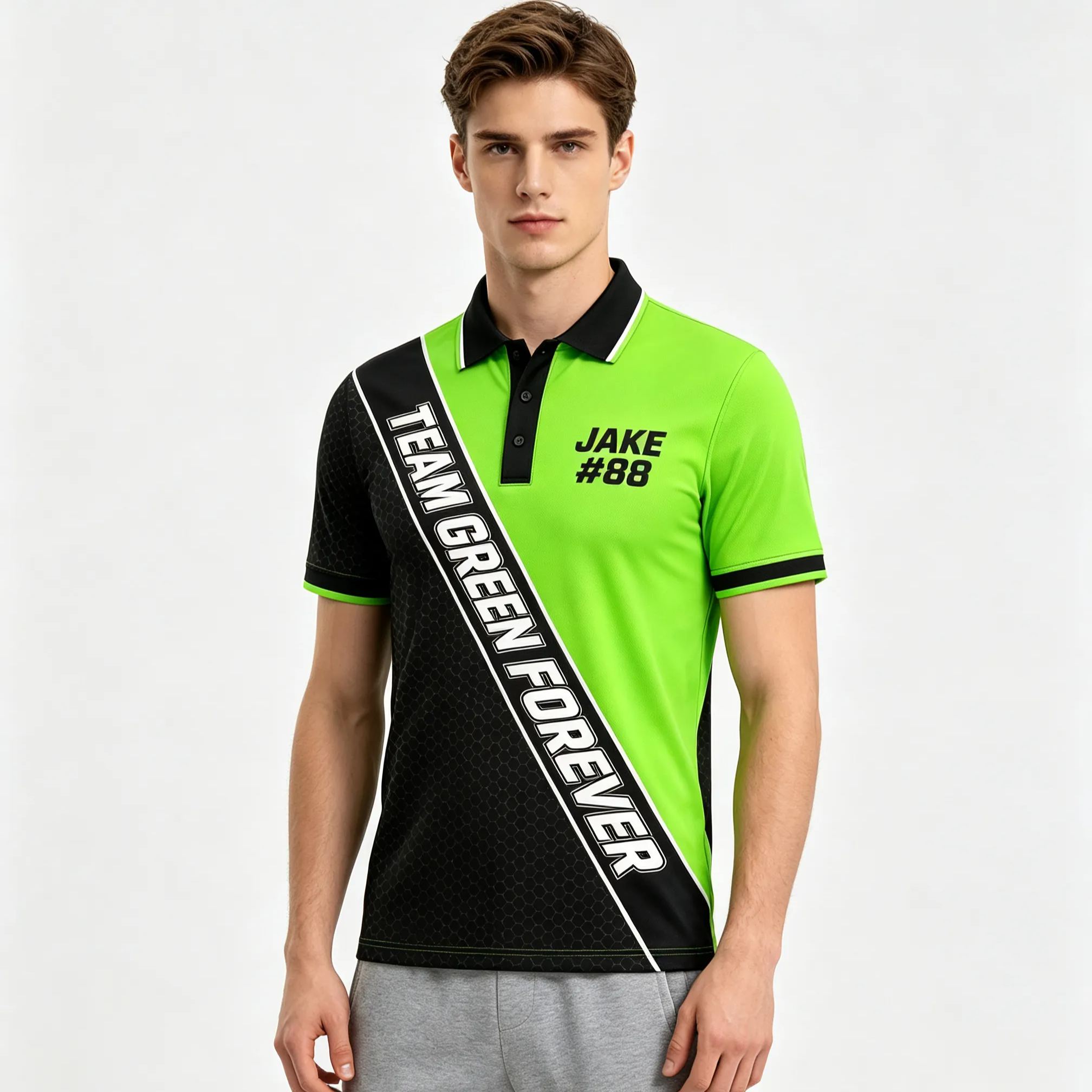 [Copy]Personalized Double Sided Red Carbon Fiber Racing Polo Shirt Motorsport Team Pit Crew Performance Polo