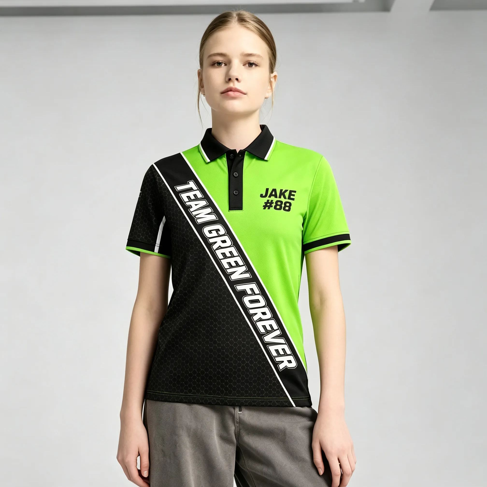 [Copy]Personalized Double Sided Red Carbon Fiber Racing Polo Shirt Motorsport Team Pit Crew Performance Polo