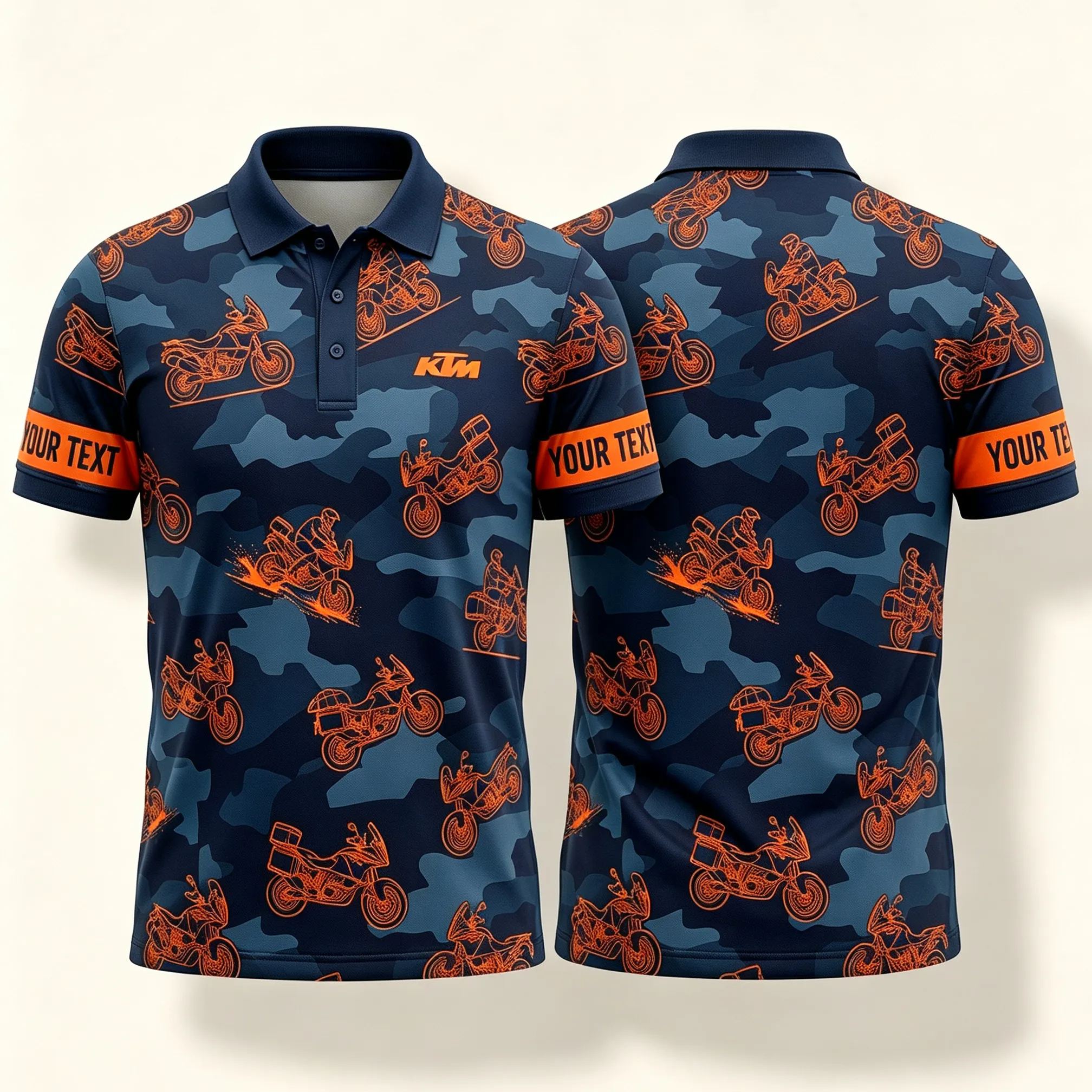 [Copy]Personalized Green Camo Dirt Bike Sketch Motocross Polo Shirt Custom Sleeve Text All Over Print Double Sided Off-Road Racing Performance Polo