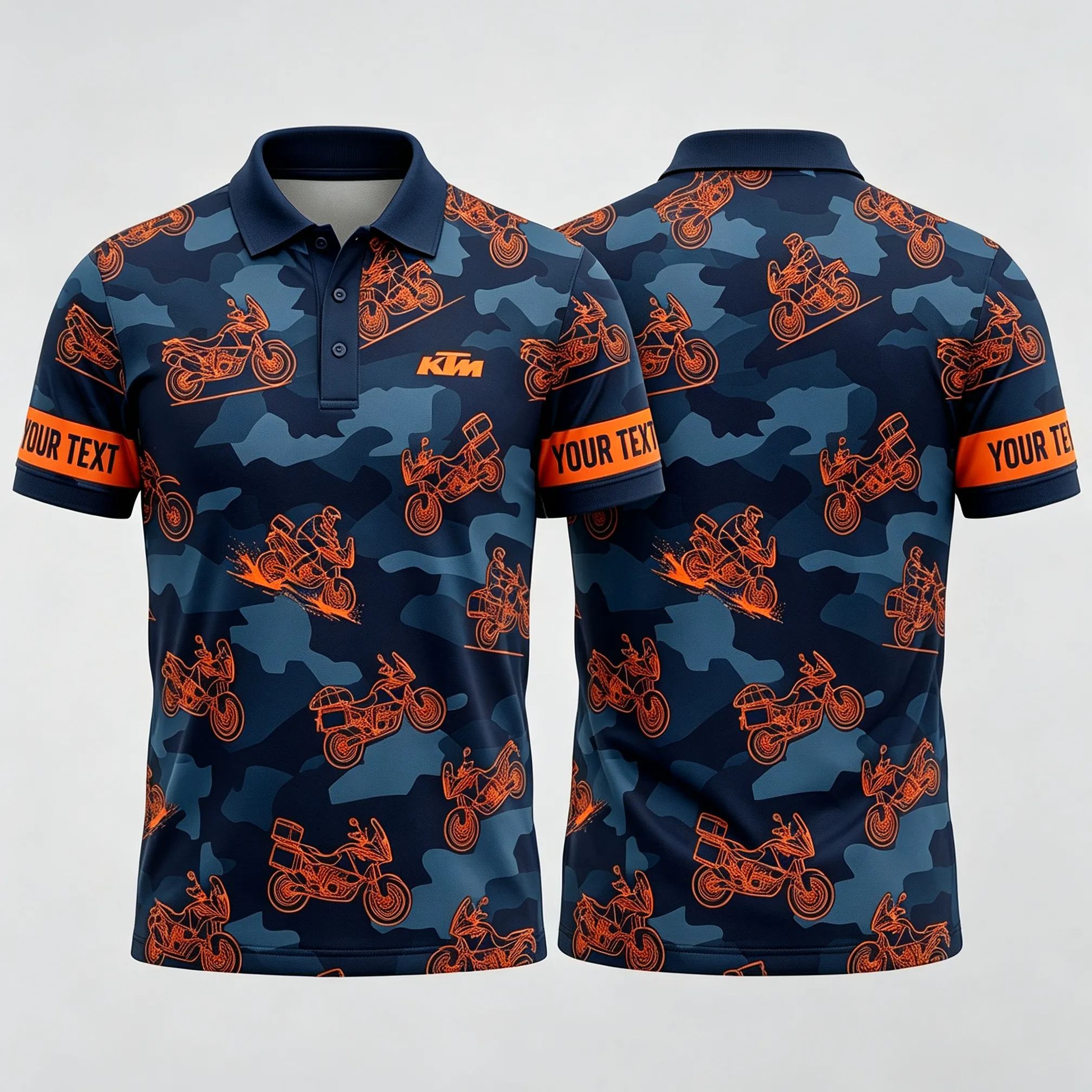 [Copy]Personalized Green Camo Dirt Bike Sketch Motocross Polo Shirt Custom Sleeve Text All Over Print Double Sided Off-Road Racing Performance Polo