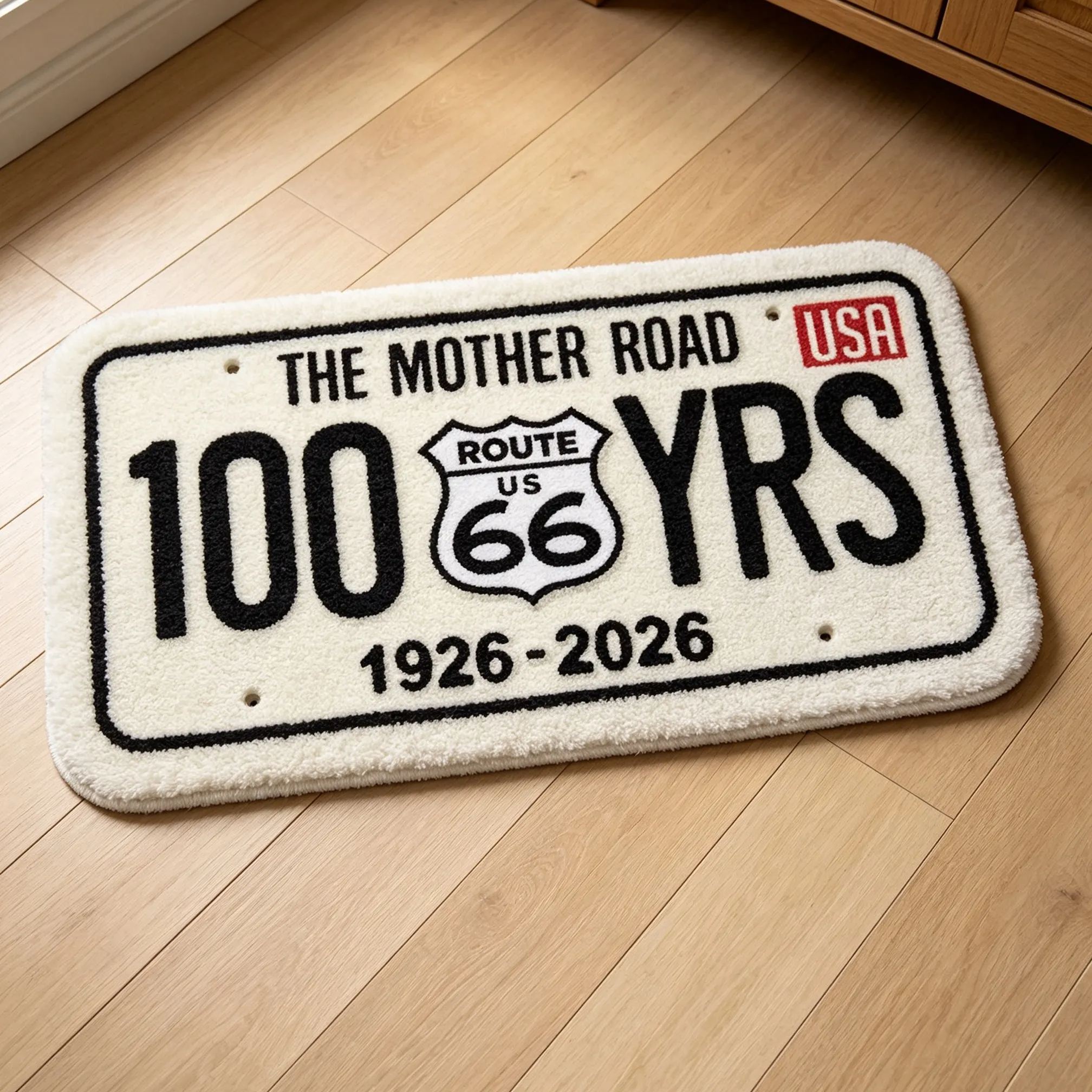 [Copy]Route 66 America's Mother Road Irregular Shaped Rug Vintage US Map Decorative Floor Mat Retro Road Trip Non Slip Doormat for Entryway Garage Man Cave