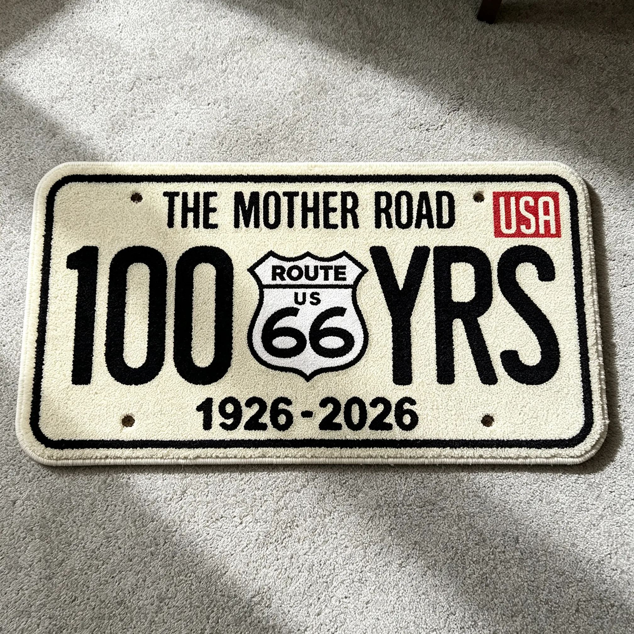 [Copy]Route 66 America's Mother Road Irregular Shaped Rug Vintage US Map Decorative Floor Mat Retro Road Trip Non Slip Doormat for Entryway Garage Man Cave