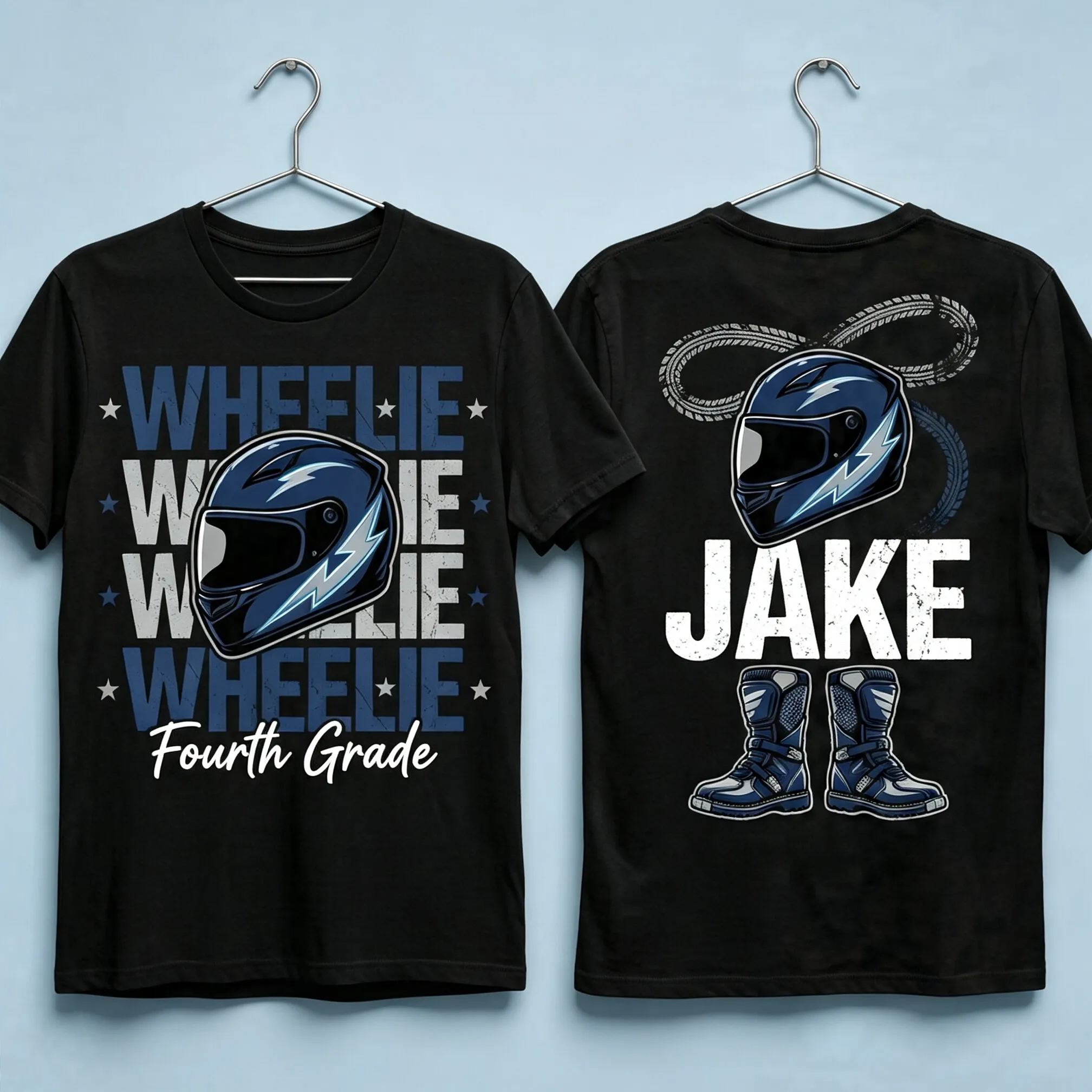 [Copy]Personalized Name and Grade Dirt Bike Motocross Kids Back To School T-Shirt