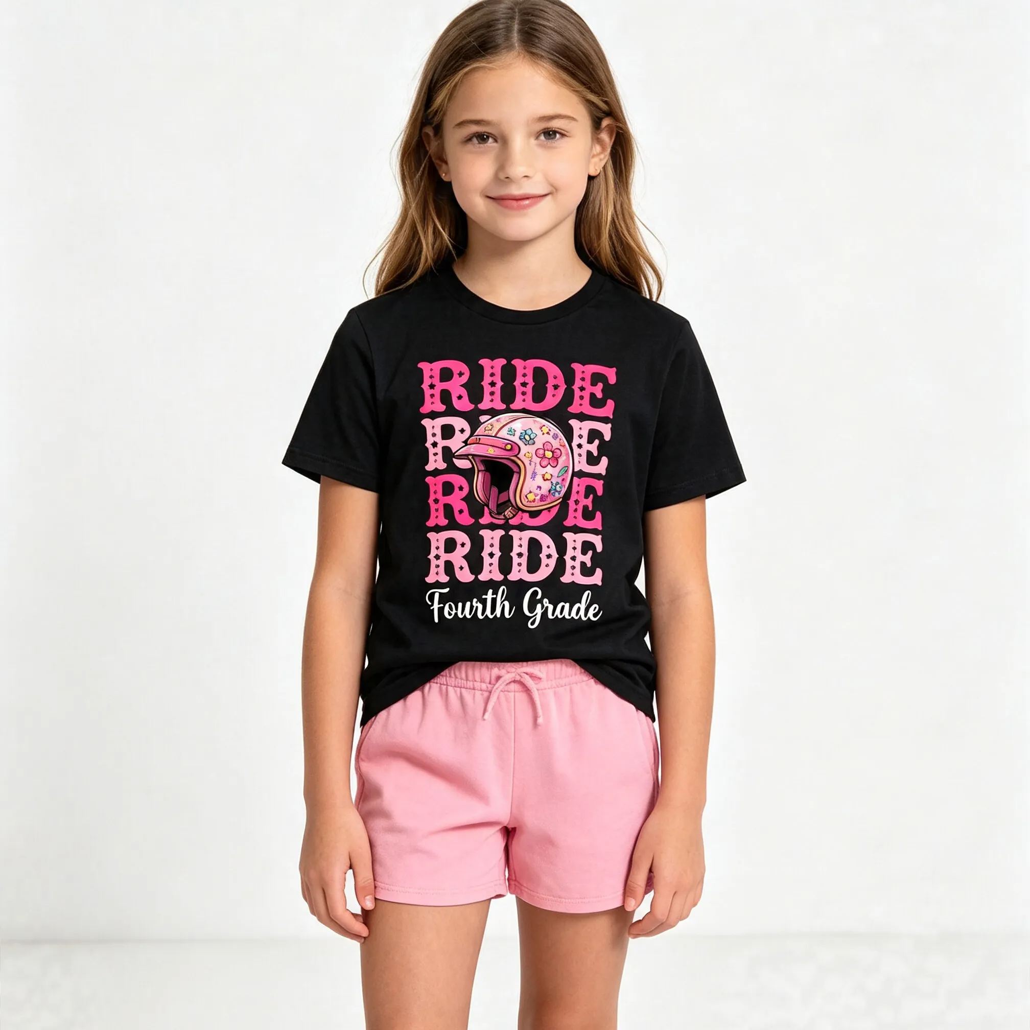 [Copy]Personalized Name and Grade Wheelie Dirt Bike Kids Back To School T-Shirt
