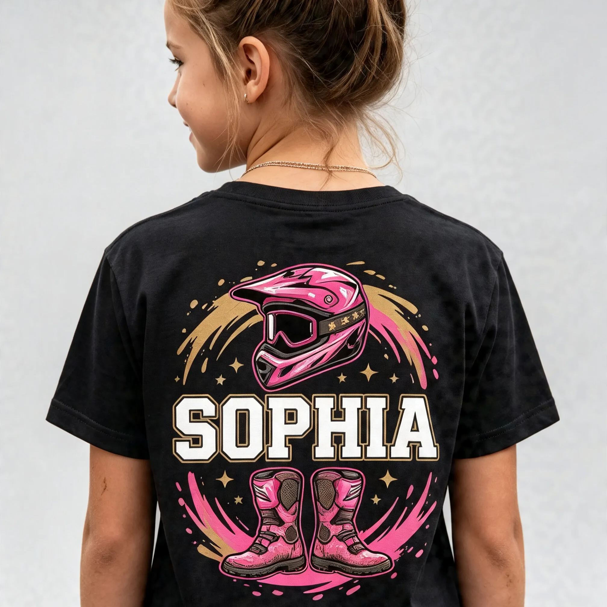 [Copy]Personalized Name and Grade Ride Dirt Bike Girls Back To School T-Shirt