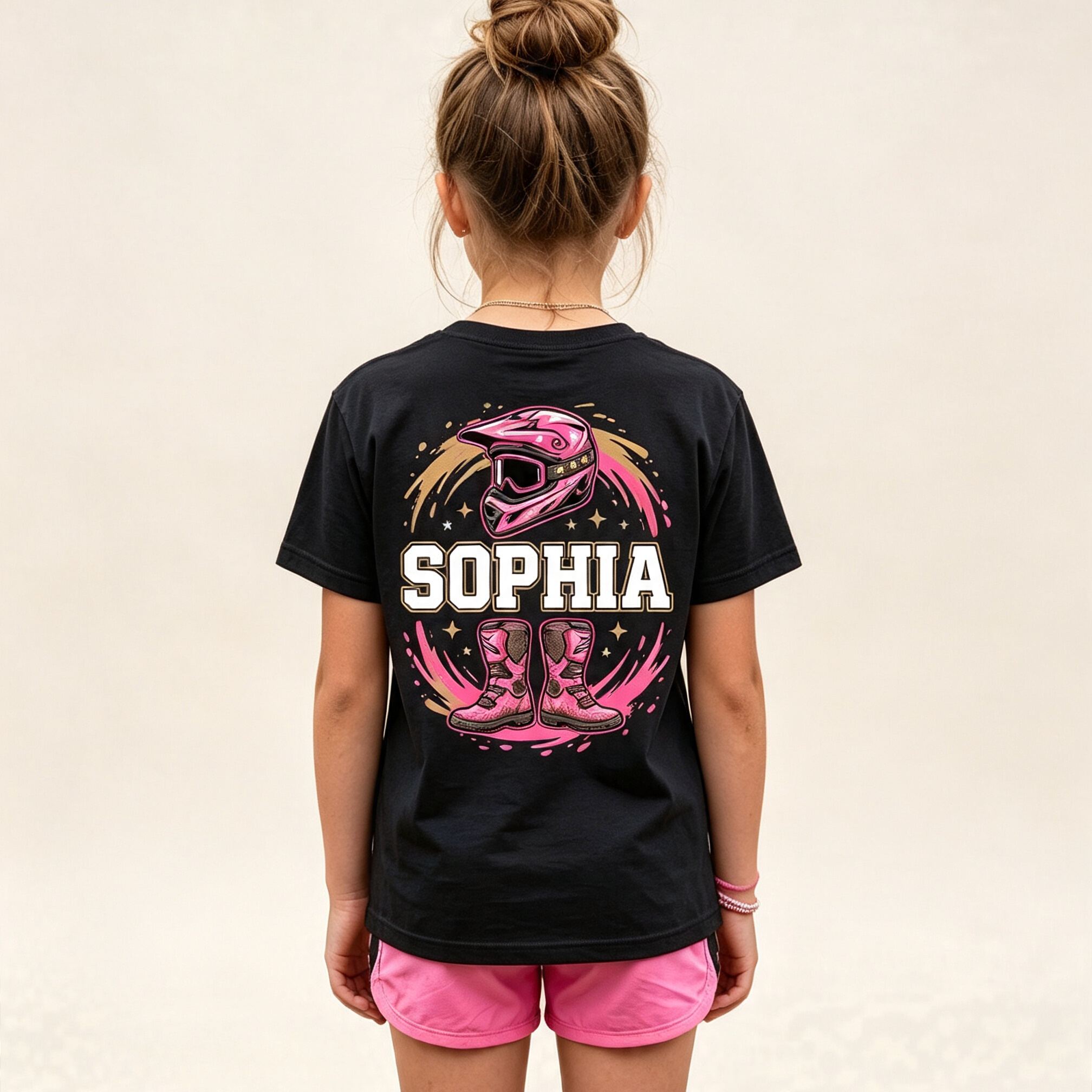 [Copy]Personalized Name and Grade Ride Dirt Bike Girls Back To School T-Shirt