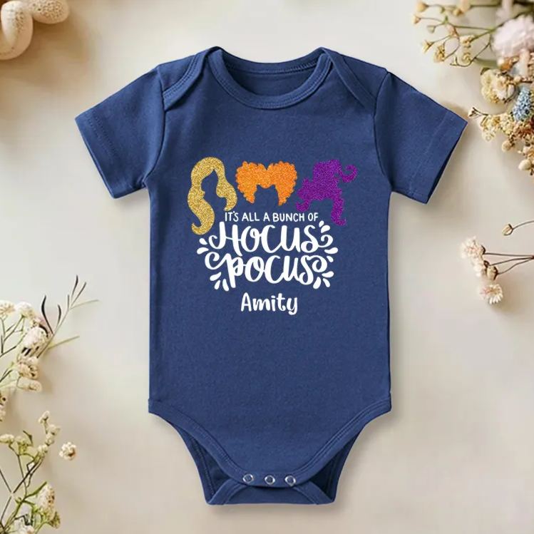 Personalized It's Bunch of Hocus Pocus Baby Onesie Funny Halloween Baby Girl Gift